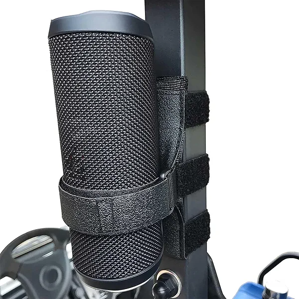 HomeMount Portable Speaker Mount for Golf Cart Accessories - Adjustable Strap Fits Bluetooth Wireless Speaker Strap Attachment to Railing/Cross bar/Frame Black