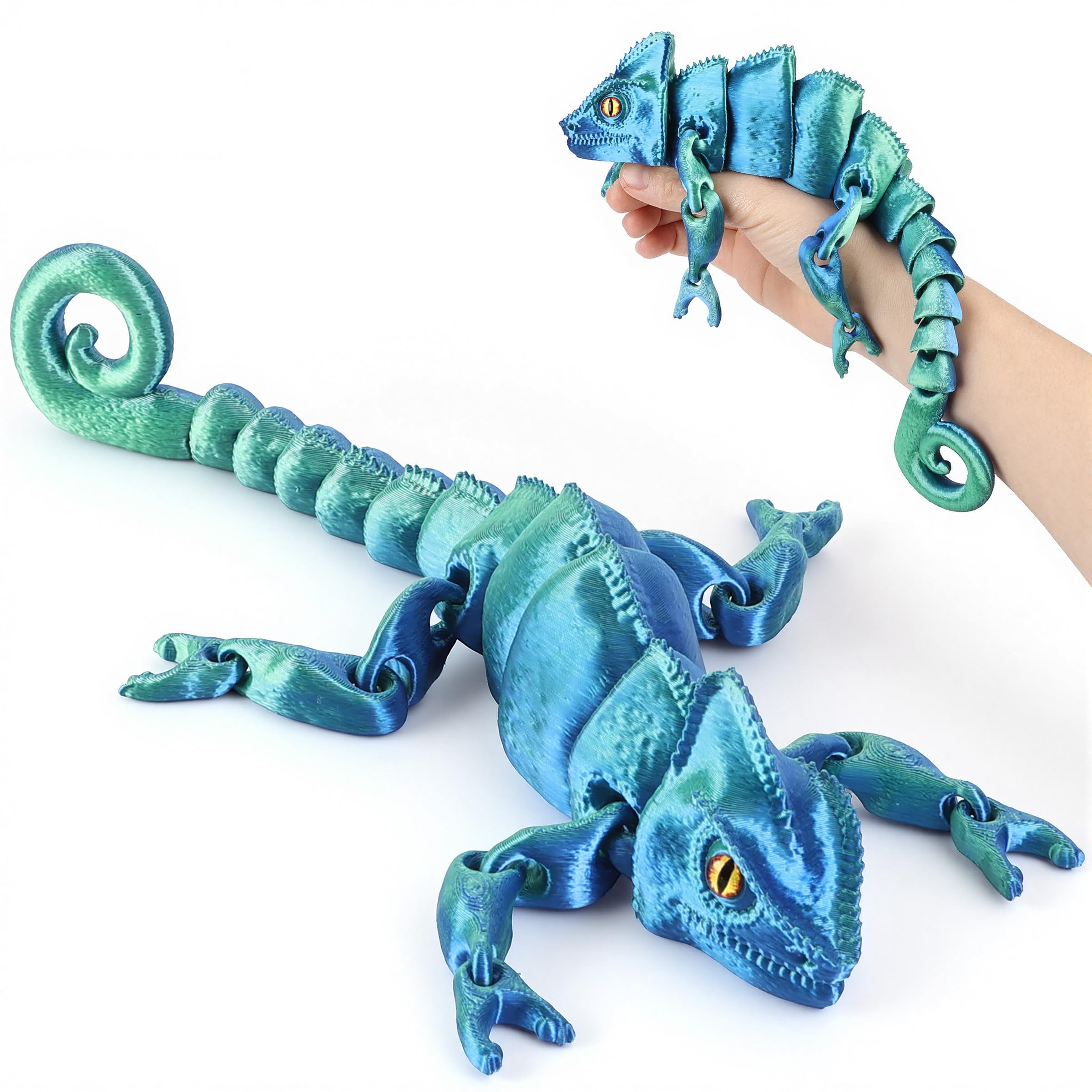 Yipintang 11 Inches Large Fully Articulated 3D Printed Chameleon Figurine, Flexible Movab…