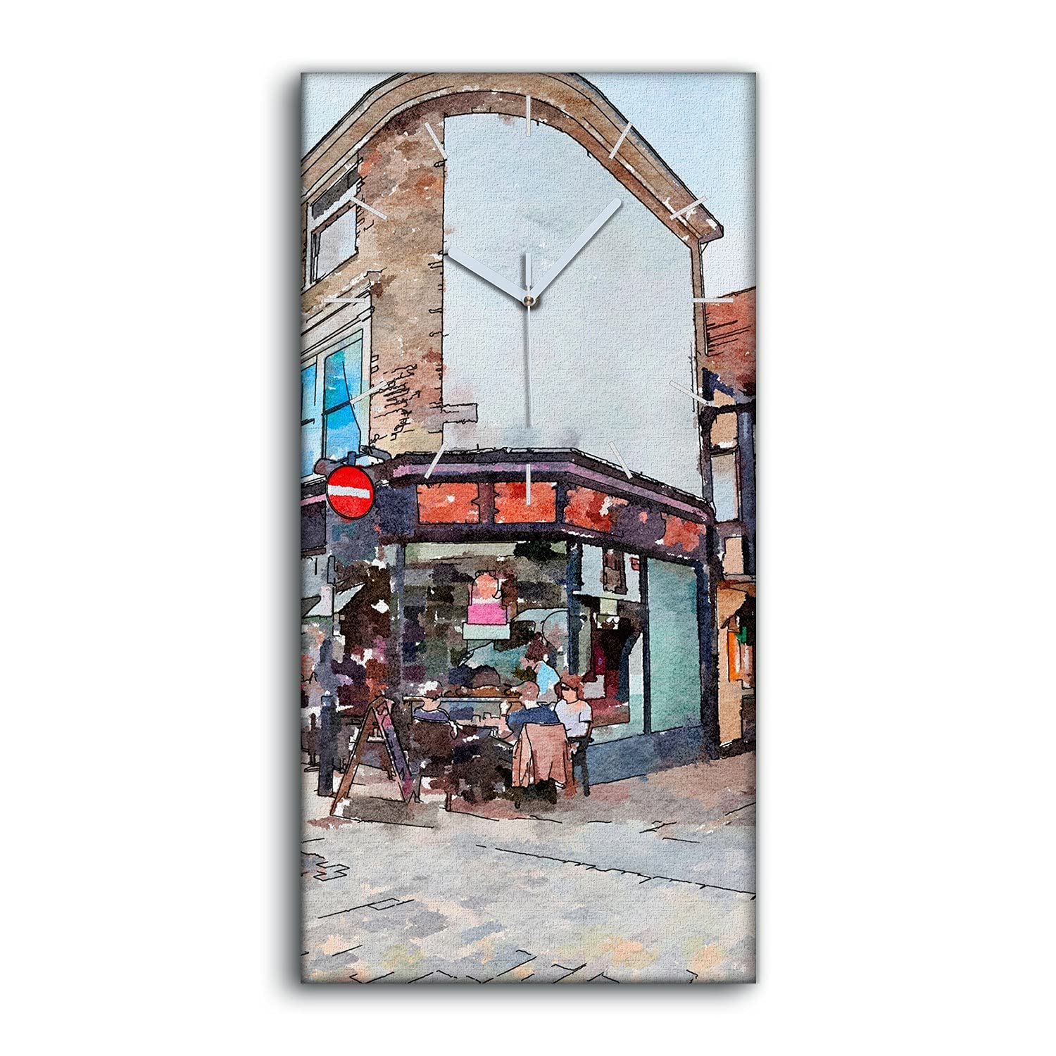 Art Mural Horloge sur Toile Aquarelle Canterbury Salon Moderne 30x60