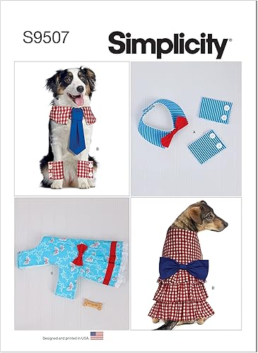 Simplicity Kit de patrones de costura para ropa para mascotas, código S9507, tallas XS-S-M-L-XL, multicolor