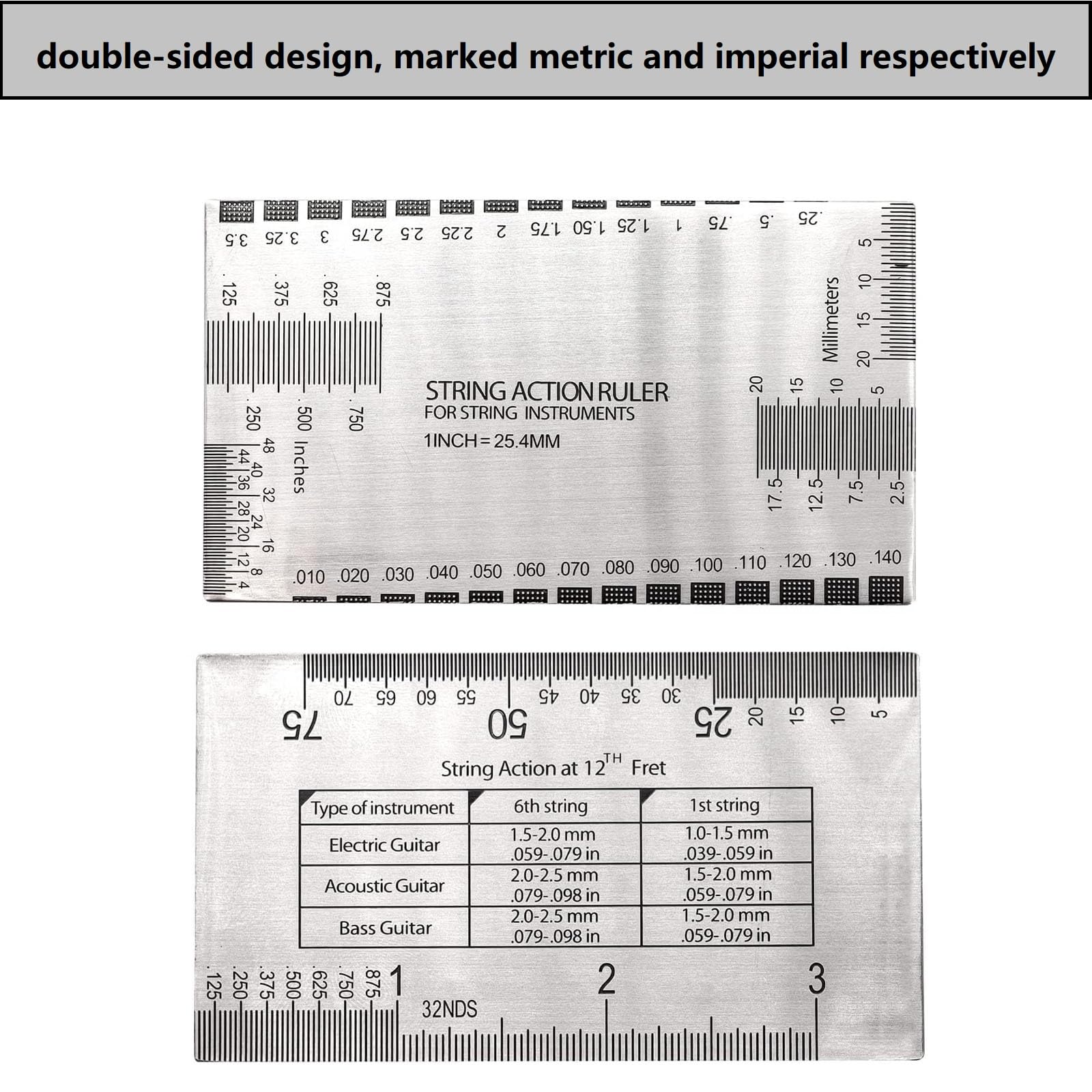 TUOREN 11Pcs Guitar Luthier Tools Include 1Pcs String Action Gauge Ruler 1Pcs Guitar String Pitch Ruler 9Pcs Understring Radius Gauge, Guitar String Height Measuring Set Up Repairing Tool