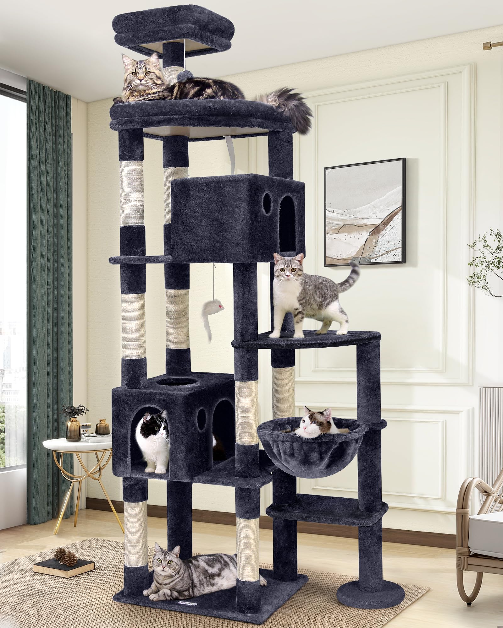Globlazer Giant Cat Tree, 83 inch Cat Tree for Indoor Cats Large Adult, XXL Cat Tower with 9 Scratching Posts for 20lb+ Heavy Duty Large Adult Cats, F83, Dark GreyGloblazer Giant Cat Tree, 83 inch Cat Tree for Indoor C…