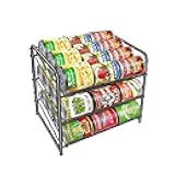 Can Rack Organizer, Stackable Can Storage Dispenser Holds up to 36 Cans for Kitchen Cabinet or Pantry, Black