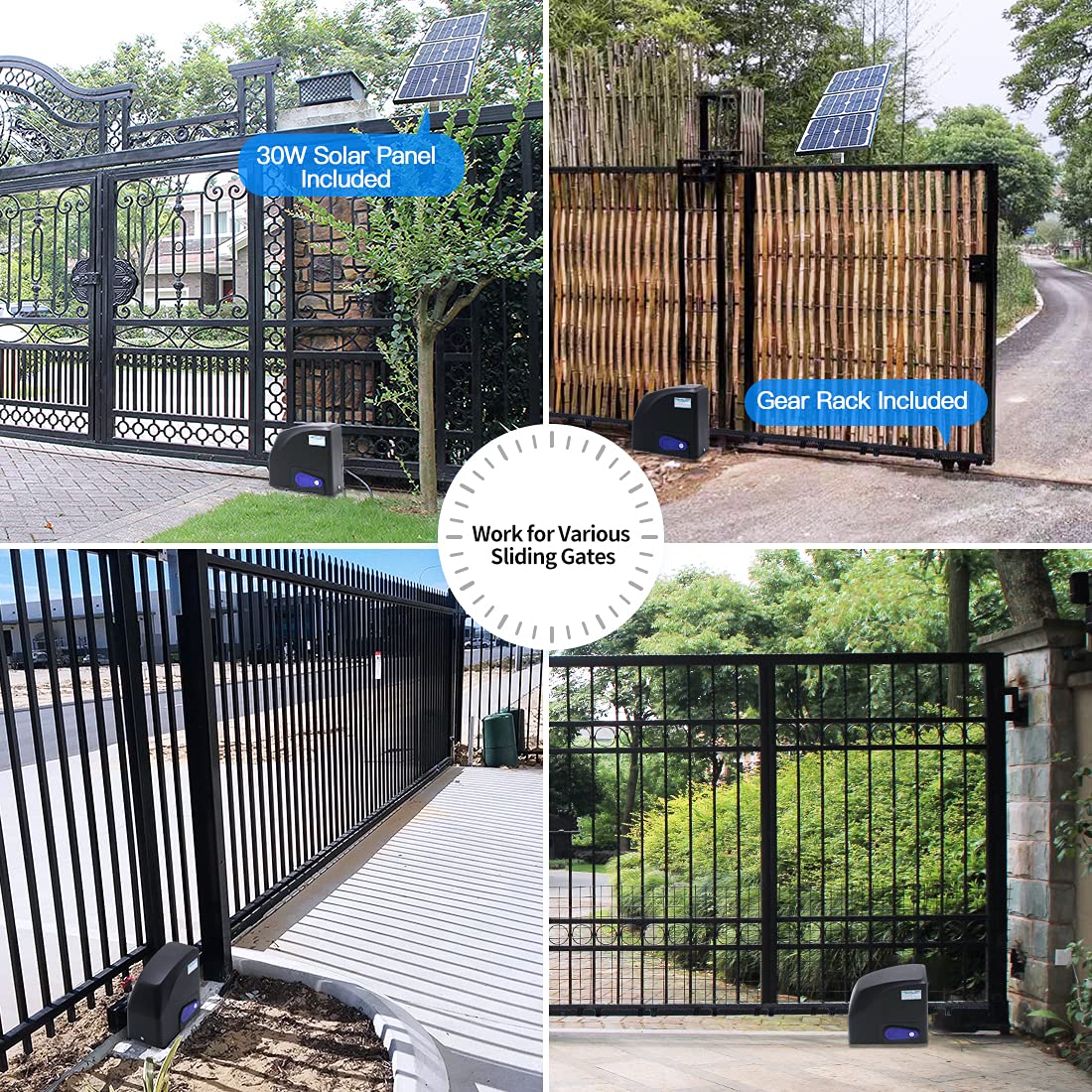 TOPENS DKR500ST Solar Sliding Gate Opener Rack Drive Automatic Gate