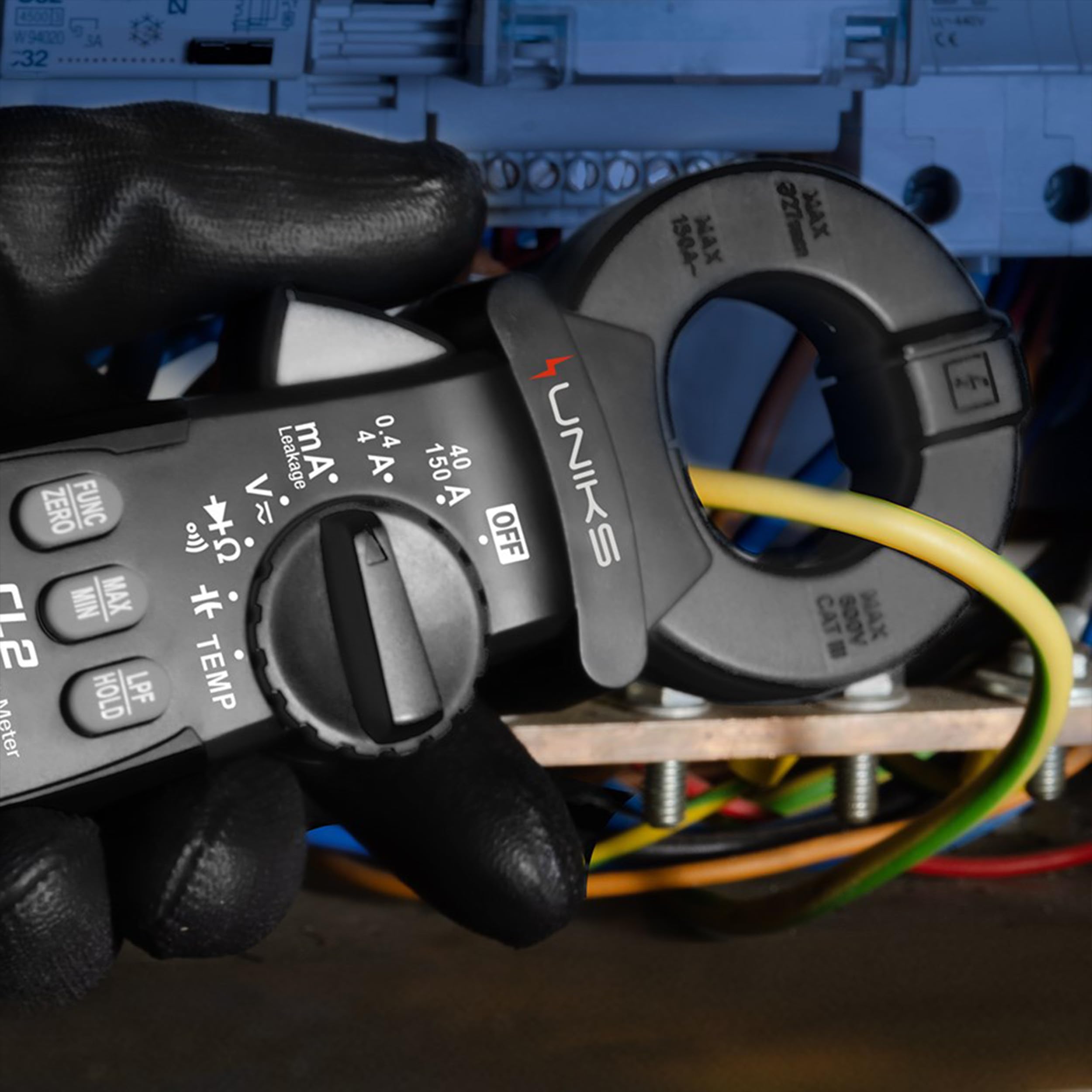 UNIKS – Pinza Amperometrica Professionale CL2 per Correnti di Dispersione, Tensione AC/DC, TRMS 600V