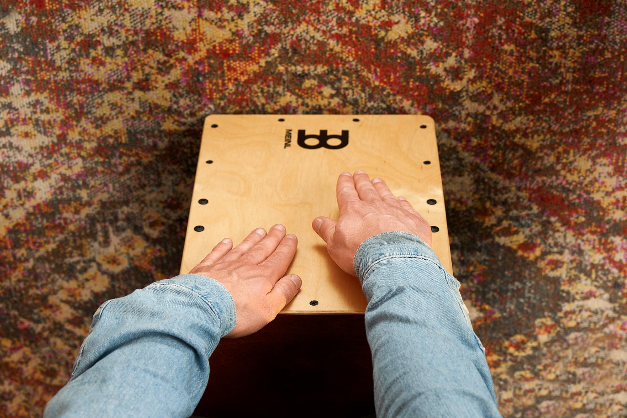 Meinl Percussion Jam Cajon Instrument - Piccola Drum Box per Bambini e Adulti fino a 1,50 m - Superficie di Suono in Betulla del Baltico (JC50AB-B)