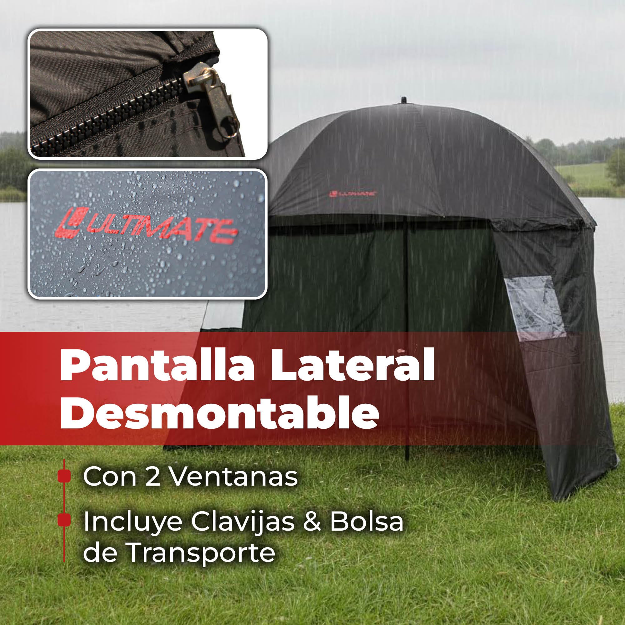 Ultimate 50'' Paraguas con Hoja Lateral Paraguas para Pesca | Sombrilla de Pesca