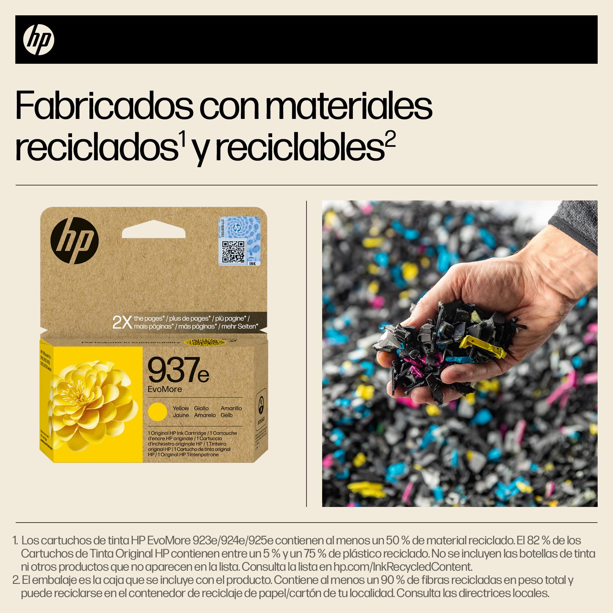 HP 937e Amarillo, Cartucho de Tinta Original, EvoMore | Compatible con impresoras OfficeJet Pro Serie 9100 y 9700, 1650 páginas (4S6W8NE)