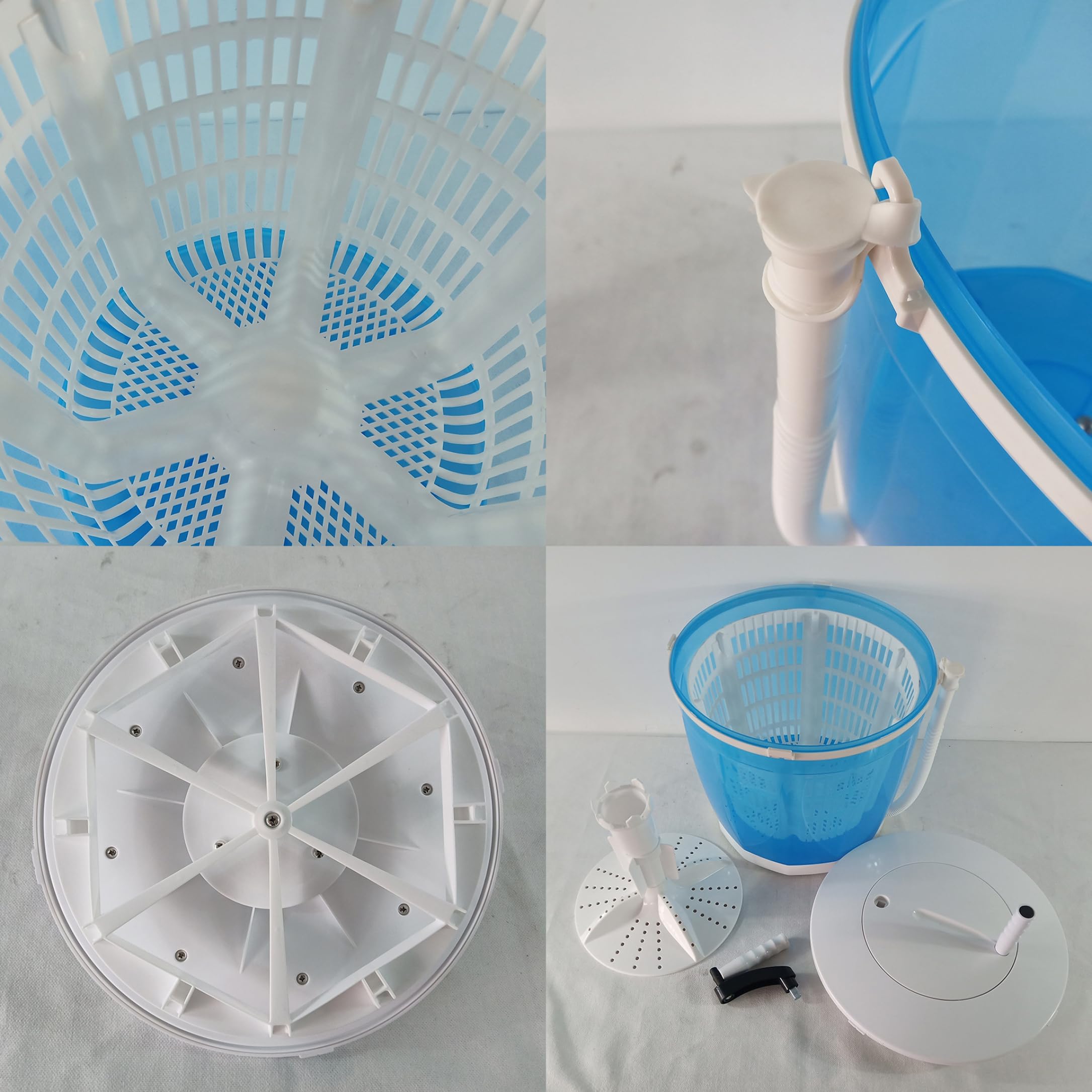 Lavadora no eléctrica, mini lavadora portátil, cesta de lavandería 2 en 1 para lavado y centrifugado para dormitorio de viajes al aire libre azul