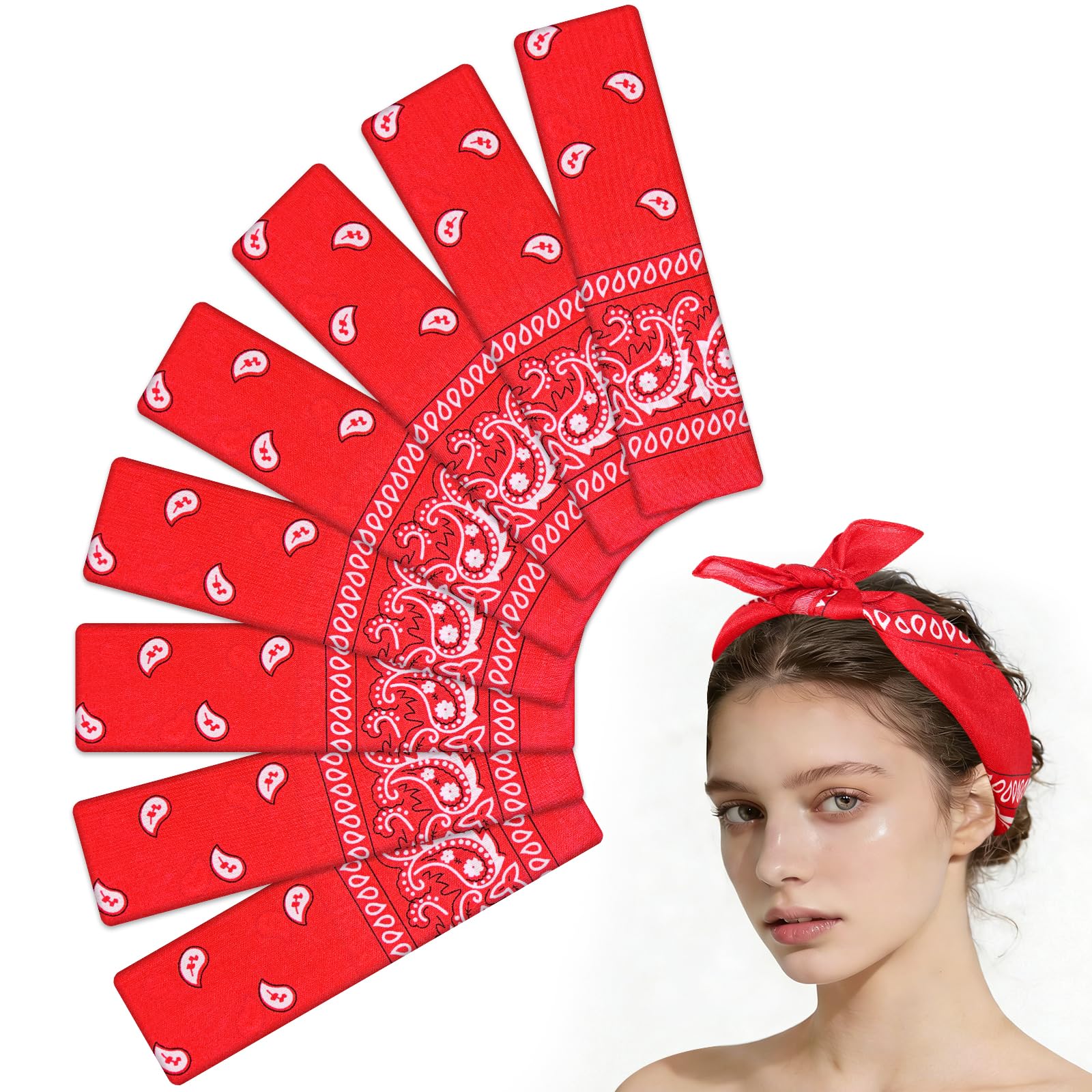 Morcheiong 8 bandanas de cachemira pañuelo para la cabeza rojo