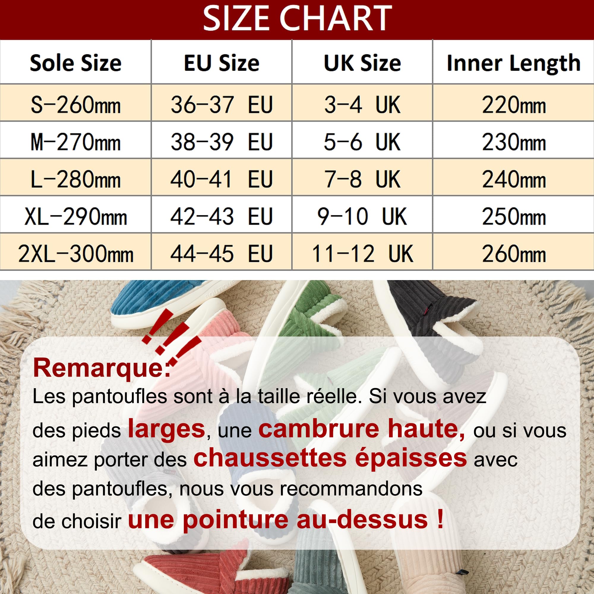 Donpapa Chaussons Femme Homme Hiver Chaud Pantoufles Confortable Fermé Peluche Fourrure Antidérapantes Mousses à Mémoire Intérieur et Extérieur