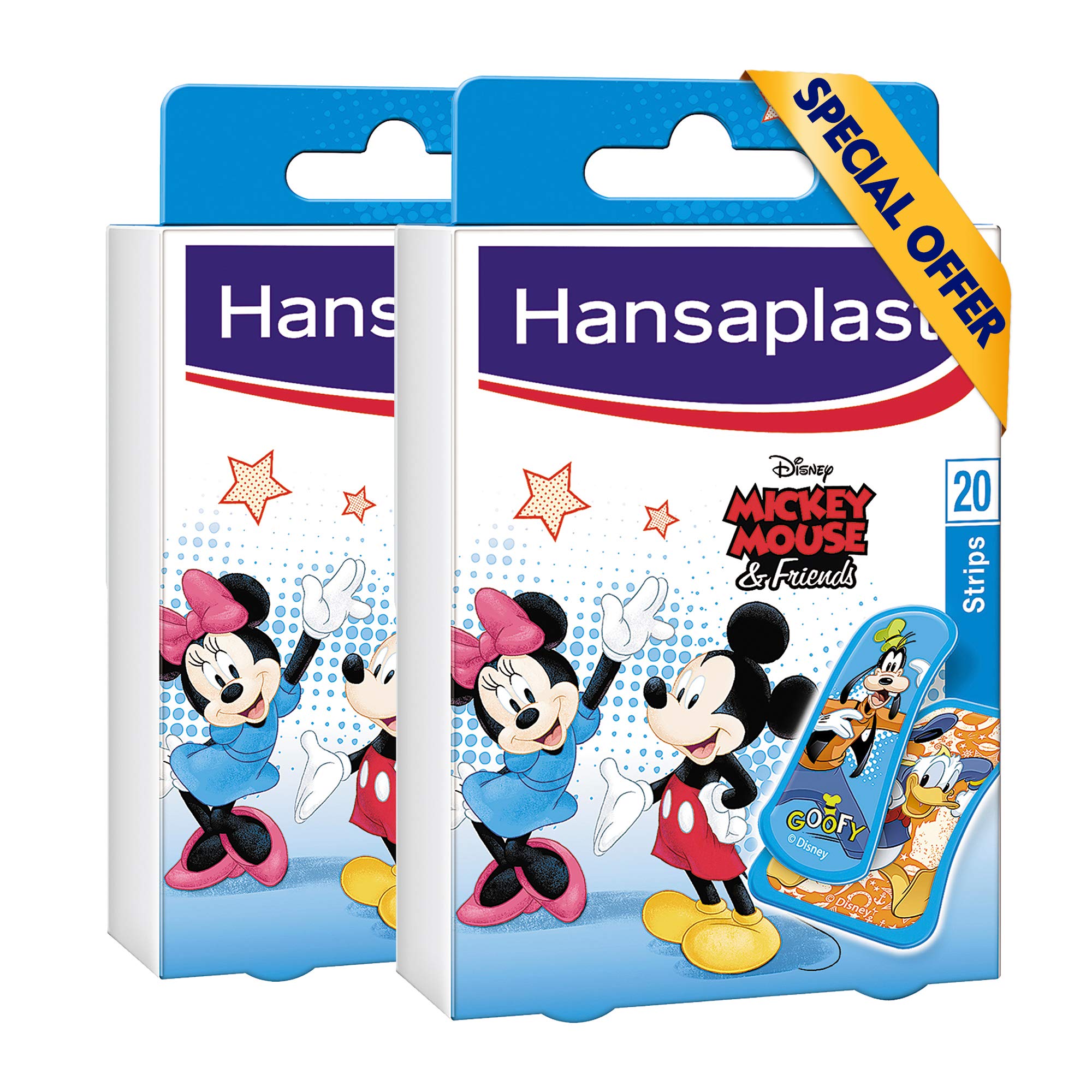 Hansaplast Disney Mickey Mouse & Friends Kids Plasters, 2 x 20 Strips