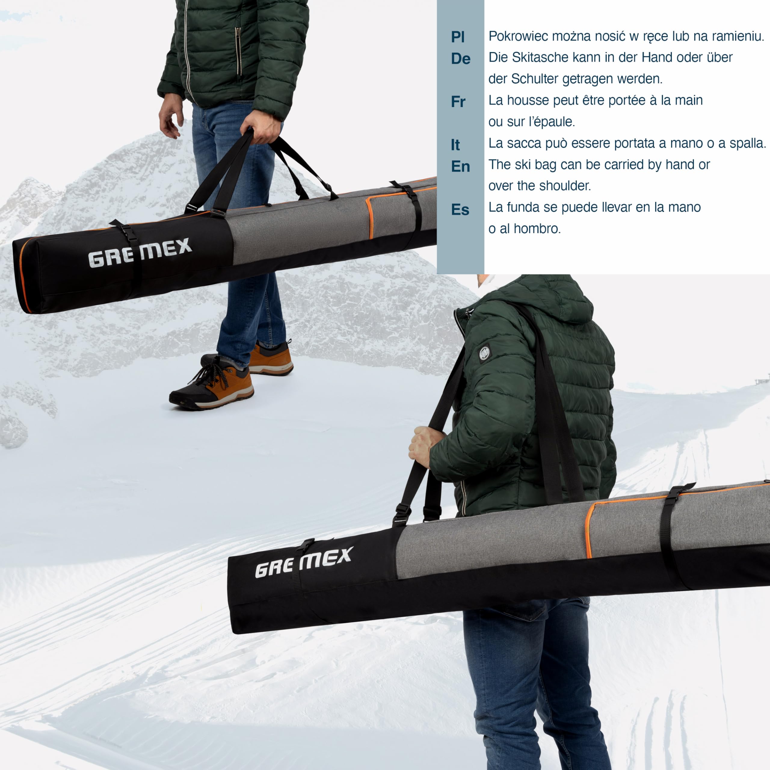 Sac à chaussures de ski - Sac de ski solide - Sac de ski - Sac imperméable pour chaussures de ski avec casque - Sac de ski pour 1 paire de ski - Sac à chaussures de ski avec compartiment pour