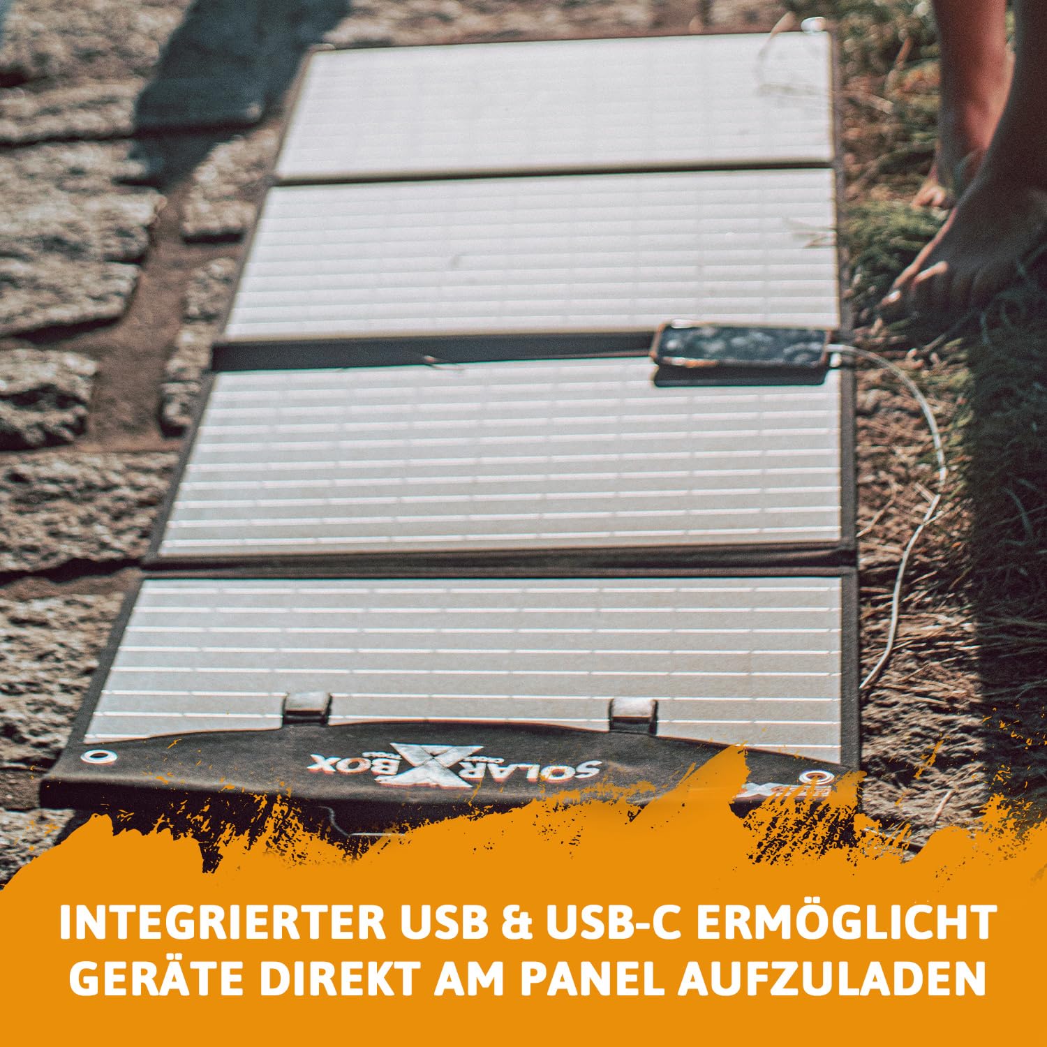 Cross Tools Solarbox 120 Składany Panel Słoneczny 120 W (W Zestawie 5 M Kabel Solarny/Usb-C/Usb 3.0, Panel Słoneczny Na Kemping, Festiwal, Do Kampera, Odporny Na Deszcz