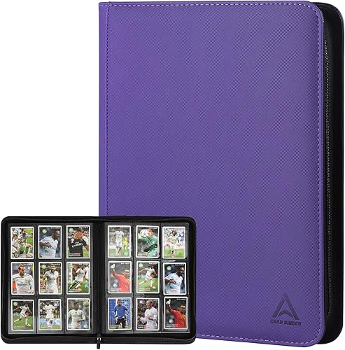 Miniatura 11 de Carpeta para tarjetas de 9 bolsillos, capacidad 540 con cierre de cremallera, de doble cara, resistente y elegante, protector de piel sintética para