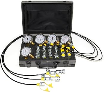 Hydraulic Pressure Test Kit with 5 Gauges, Couplings & Tee Connectors Hydraulic Pressure Test Kit with 5 Gauges, Couplings & Tee Connectors