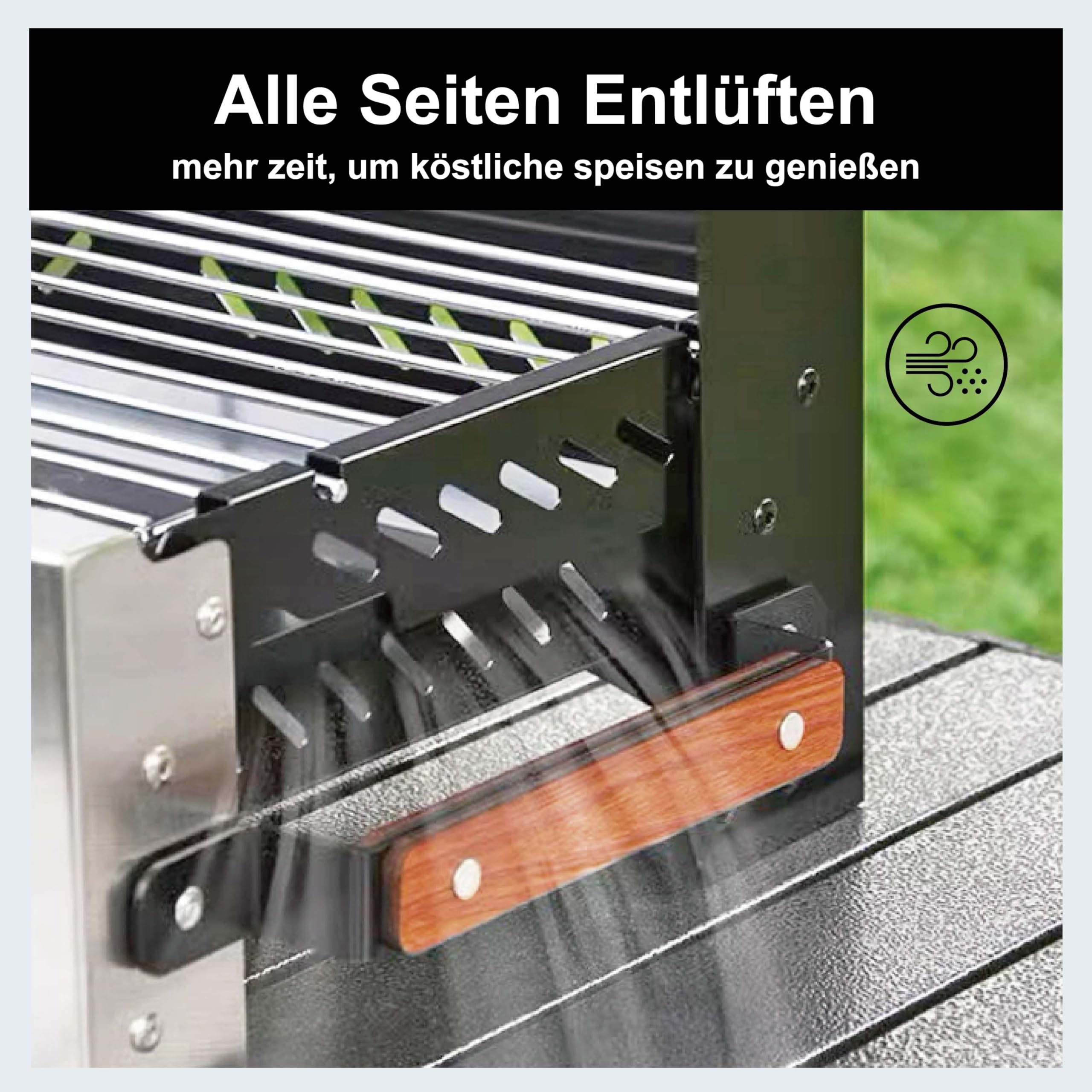 Charmline 42x33cm Foldable Portable Holzkohlegrill, Kompakte Tragbare Grill für Den Außenbereich, BBQ Grill für Camping, Picknicks, Gärten und Strand Parteien, Schwarz