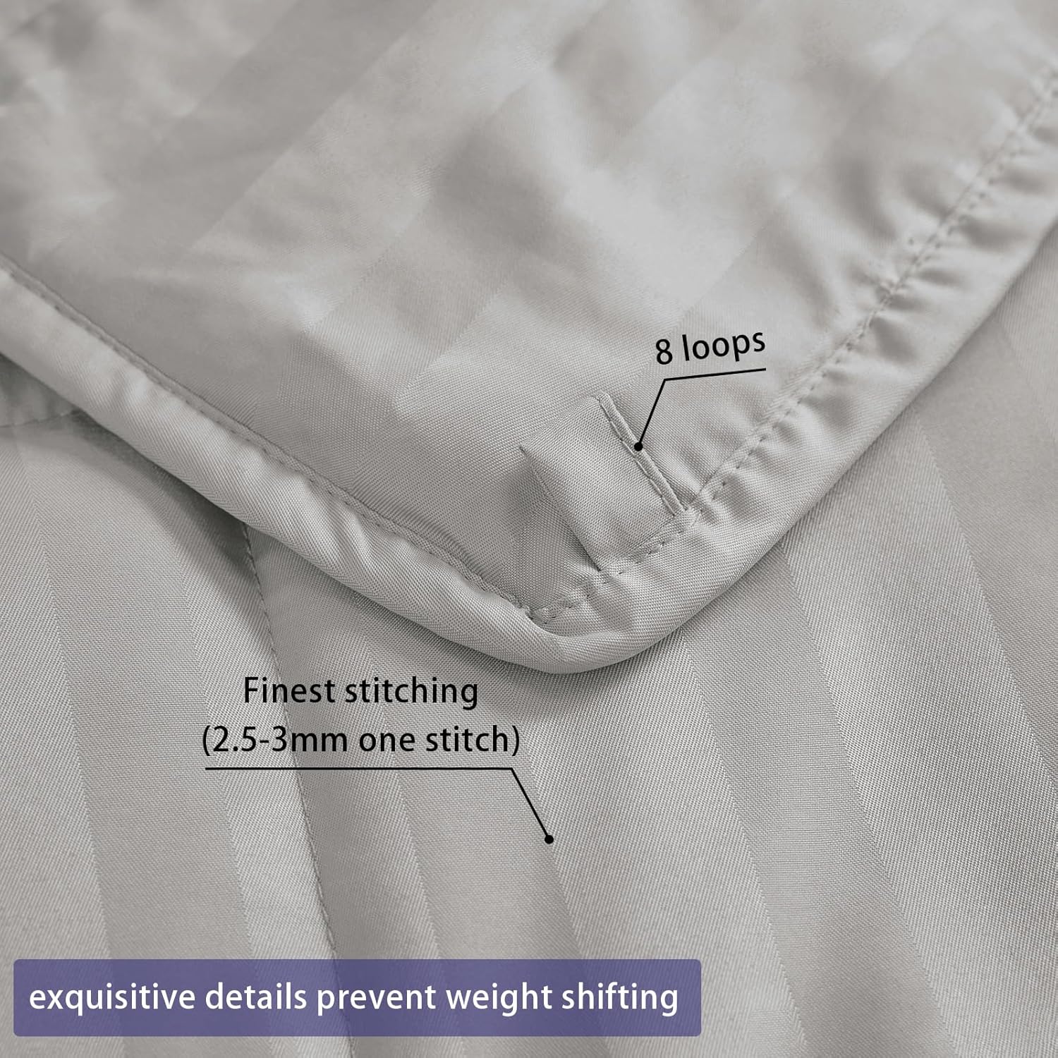 yescool Weighted Blanket for Adults (15 lbs, 48" x 72", Light Grey Stripes) Heavy Blanket for Sleeping Perfect for 160-180 lbs, Twin Size Breathable Blanket with Premium Glass Bead, Machine Washable - Image 5