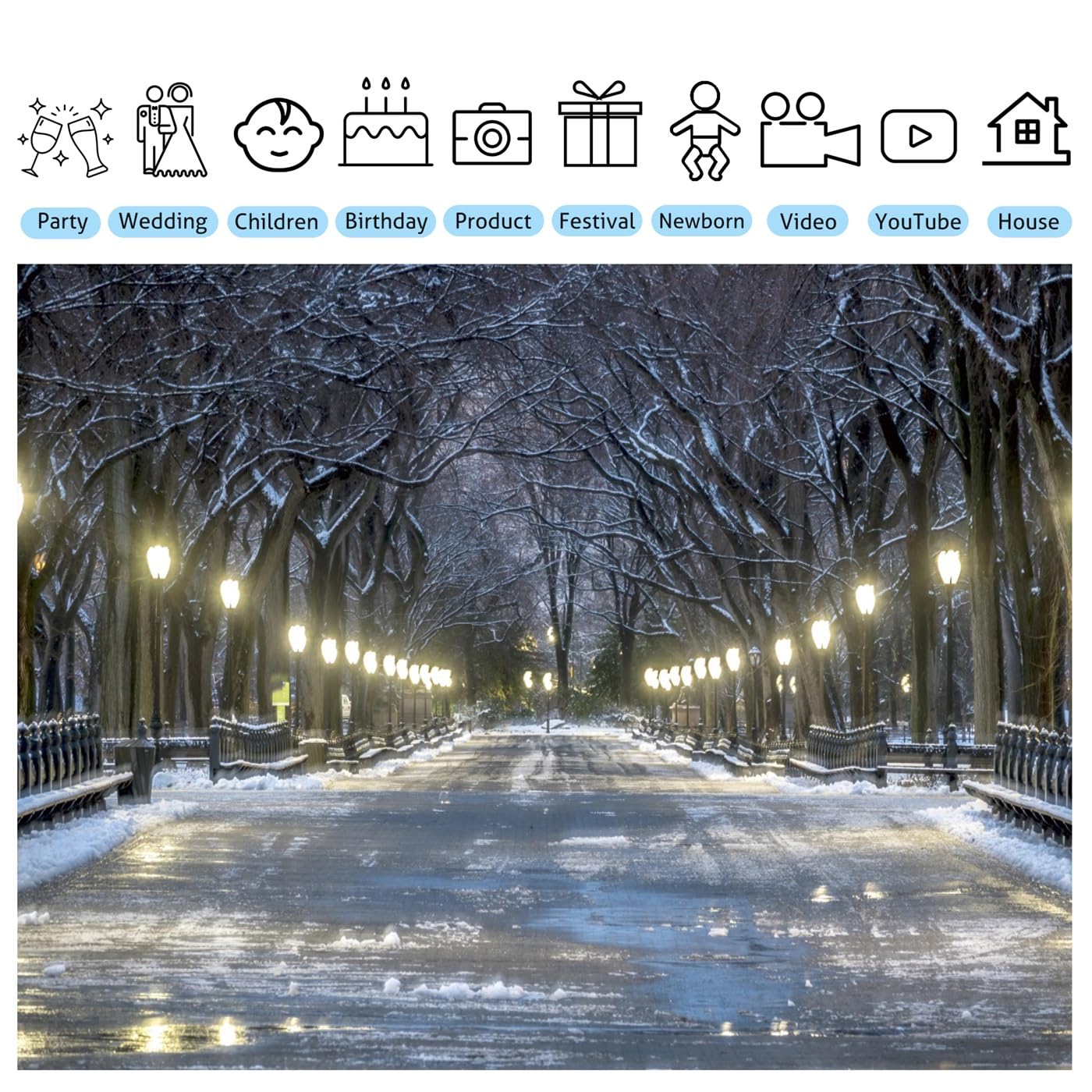 Fmarui 10x8ft Winter Backdrop Vintage Look Snowy Morning...