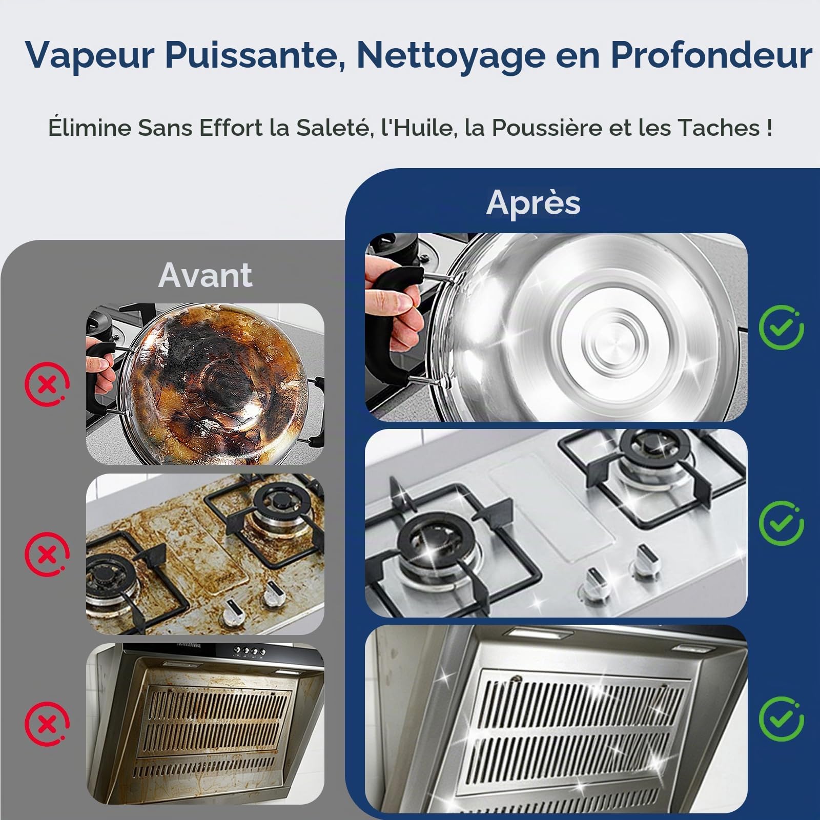 Nettoyeur Vapeur Portable 1500W 4 Bar Nettoyeur Vapeur Haute Pression Steam Cleaner, Chauffage Instantané 10S,2L Réservoir,Câble 4.7M, Nettoyant Vapeur Nettoyeur Vapeur a Main pour Cuisine Voiture Sol