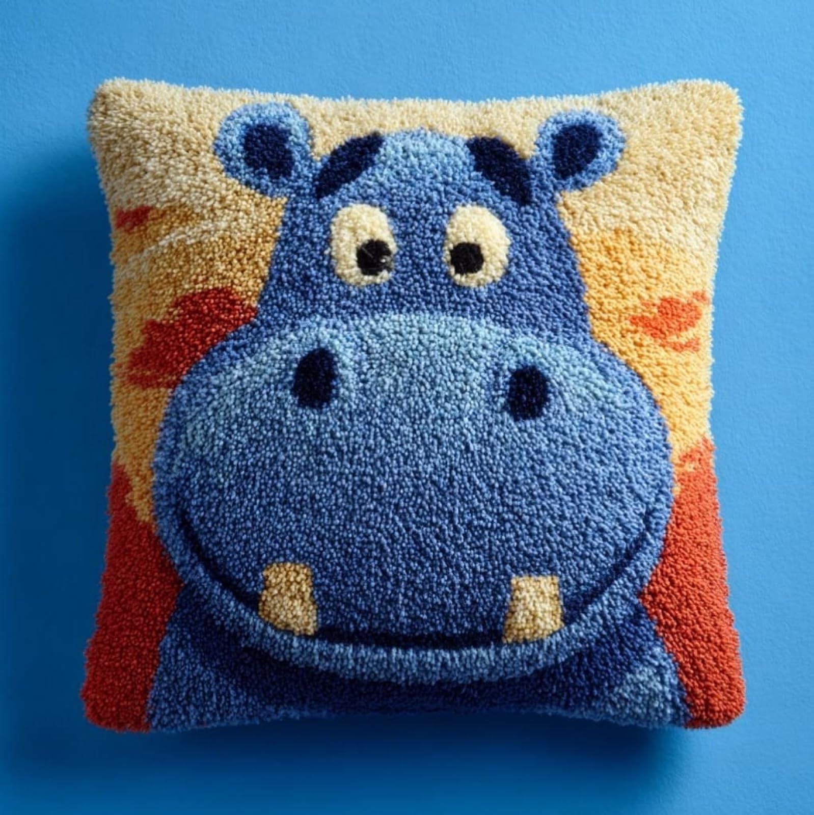 WallustrioaW Latch Hook Kit 17x17in,Cute Hippo
