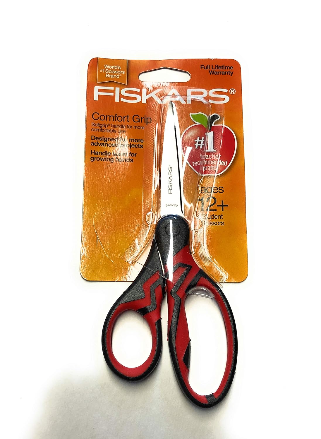 Fiscars Scissor Comfort Grip Green and Black 4" Handle; Stainless Steel 3.75" Blades Student