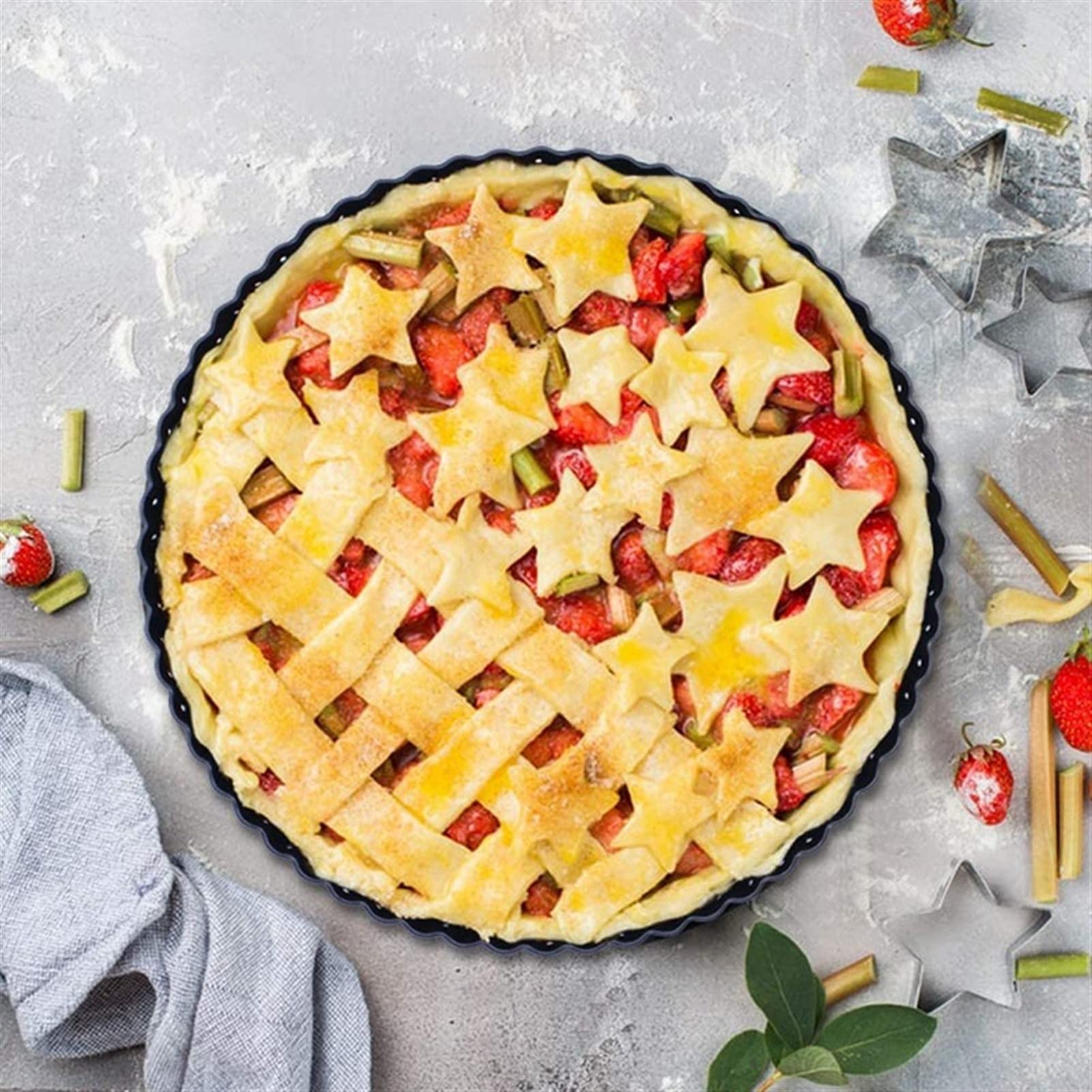 Teglia Per Pizza,Teglia Pizza Crusty Cuke perforato Quiche Tin Watstick Tin Tin con fori 3-pack Tray tondo rimovibile per pizza 14/20/24 cm