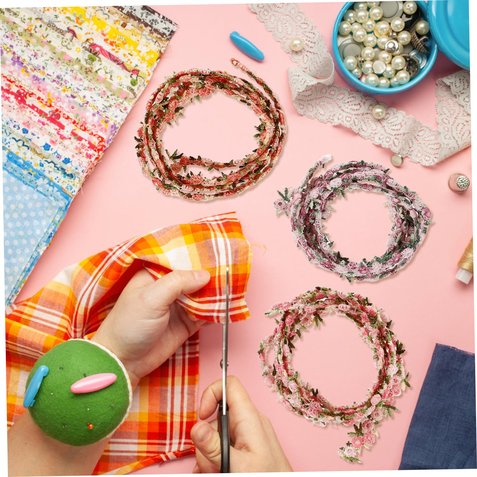 NUOBESTY 20rollos Cinta De Encaje Floral Decorativa Para Manualidades y Tocados Para Adornos De Ropa y Decoración Burdeos
