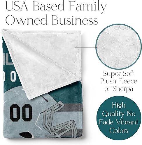 Miniatura 2 de Manta personalizada para fanáticos del fútbol  Se envía al día siguiente  Hecha en Estados Unidos  Manta de forro polar personalizada con nombre