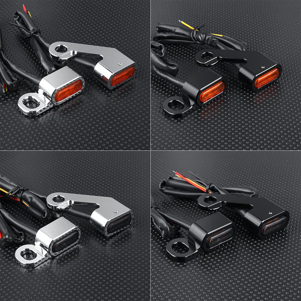 2Szt 12V Motocykl Amber Led Mini Kierunkowskaz Kierunkowskaz Lampa Do Jazdy Harley - Czarny