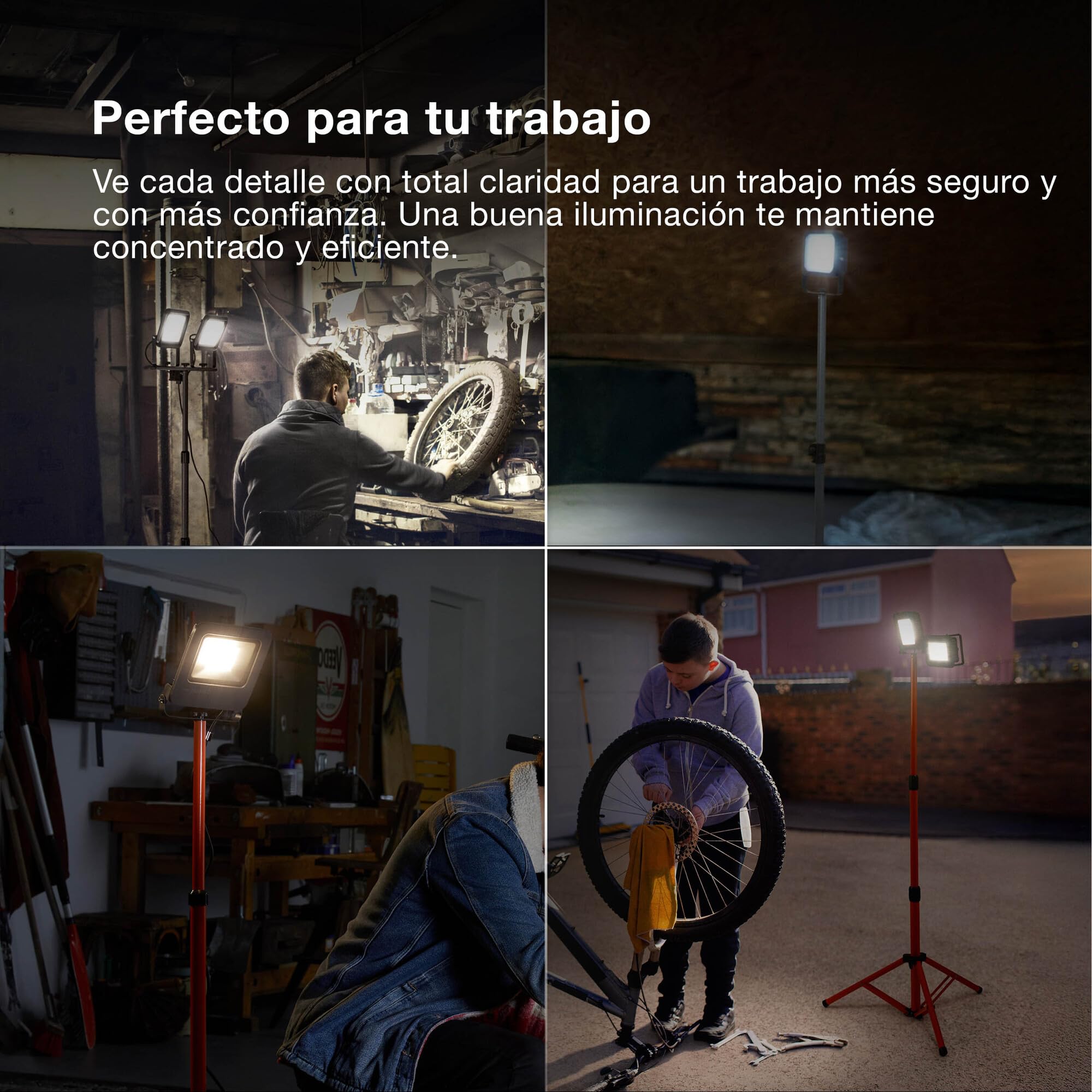 OSRAM Reflector de Construcción con Trípode LED 2x50W 4000K Gris | LED Worklight Tripod, Stand Luminaire and Ceiling Floodlight, Gris oscuro, 30000 h, Paquete de 1