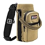 NATURE PIONEOR Water Bottle Holder with Adjustable Strap - 26/32/36/40/46/64oz Insulated Water Bottle Sling Carrier with Paracord Handle & 2 Pockets, Outdoor Sports, Hiking, Camping, Gym