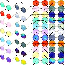 Geelin 42 Pairs Round Hippie Sunglasses 70s Retro Colored Circle Disco Glasses Bulk for Women Men Vintage Birthday Party