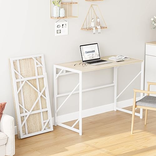 Miniatura 2 de Elephance Escritorio Plegable de Escritura para Computadora para Oficina en Casa, Escritorio de Oficina de Estudio Sin Montaje, Mesa Plegable para