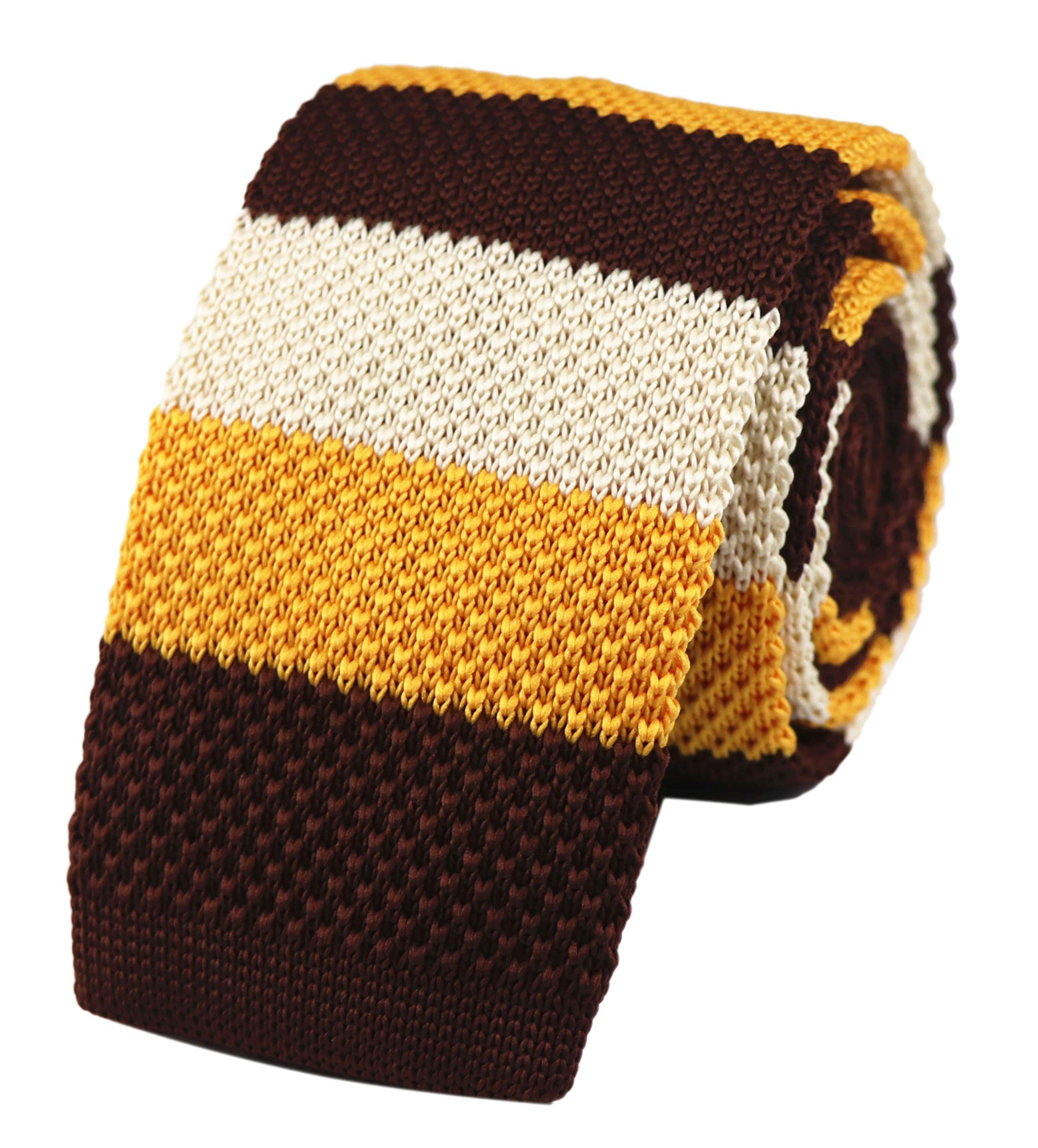 ElfevesMen's Skinny Knit Tie Vintage Smart Striped Patterned Casual Necktie 2" Various Design