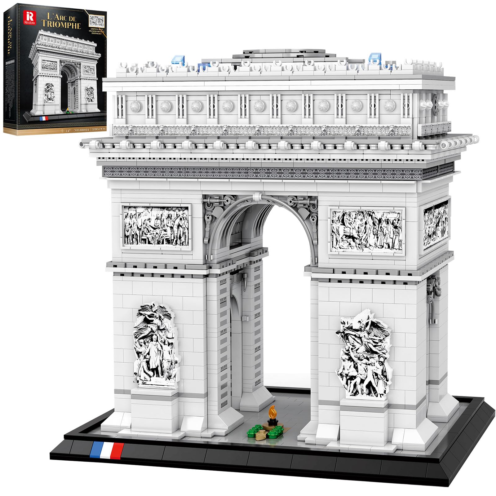Reobrix Arc de Triomphe Bausatz für Erwachsene 66024, Frankreichs Pariser Wahrzeichens Bauset Set, DIY Konstruktionsspielzeug Sammlerstück & Geschenk für Architektur Enthusiasten（3395 Teile）