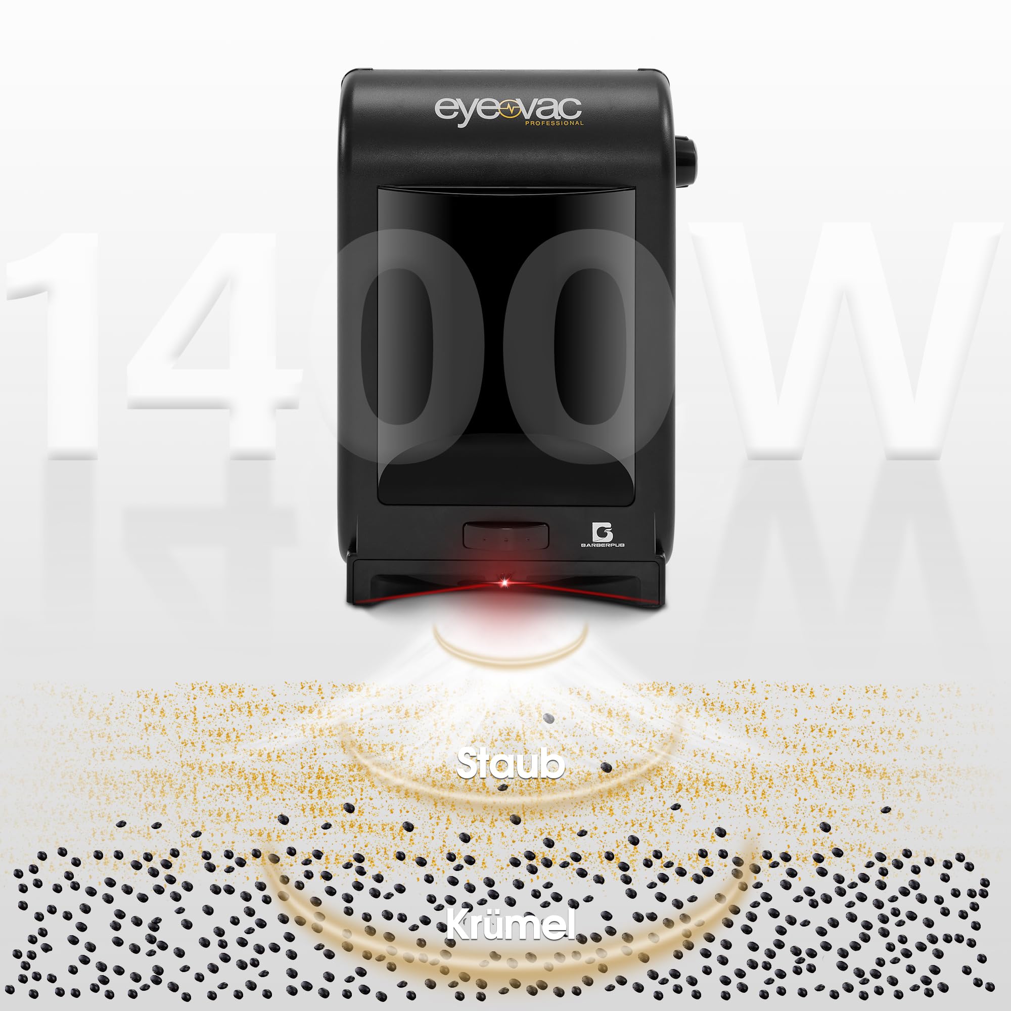 Barberpub Elektrische Kehrbesen Haarsauger mit Sensor Automatisch S200BK, Saugroboter mit Kabel, Stabstaubsauger & Haarstaubsauger, Bodenstaubsauger Friseur Profibedarf Salonbedarf, 1400 W (Schwarz)
