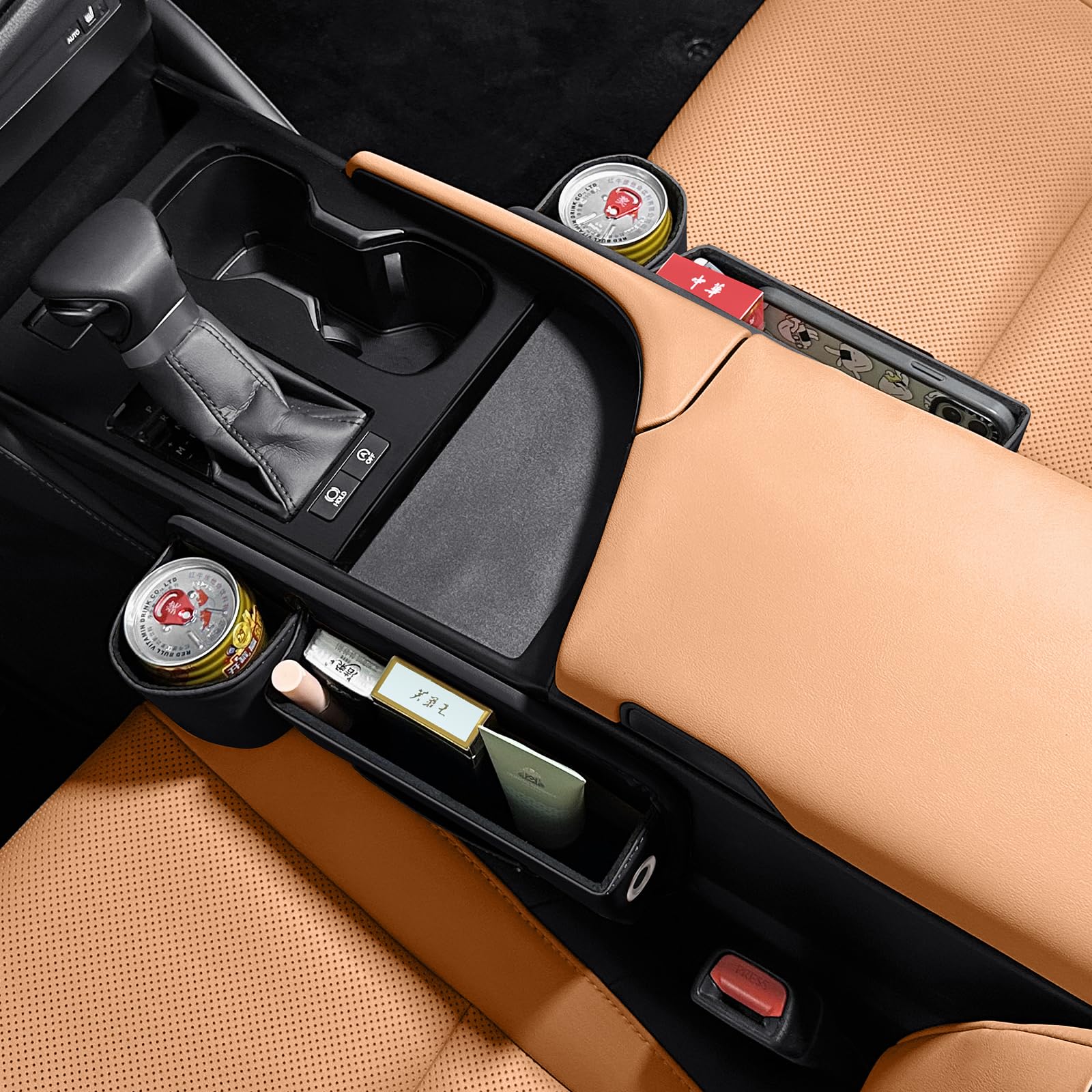 Dragon Art Suitable for Lexus car seat gap filler, a car seat storage box that can hold water bottles, phones, glasses, wallets, and keys