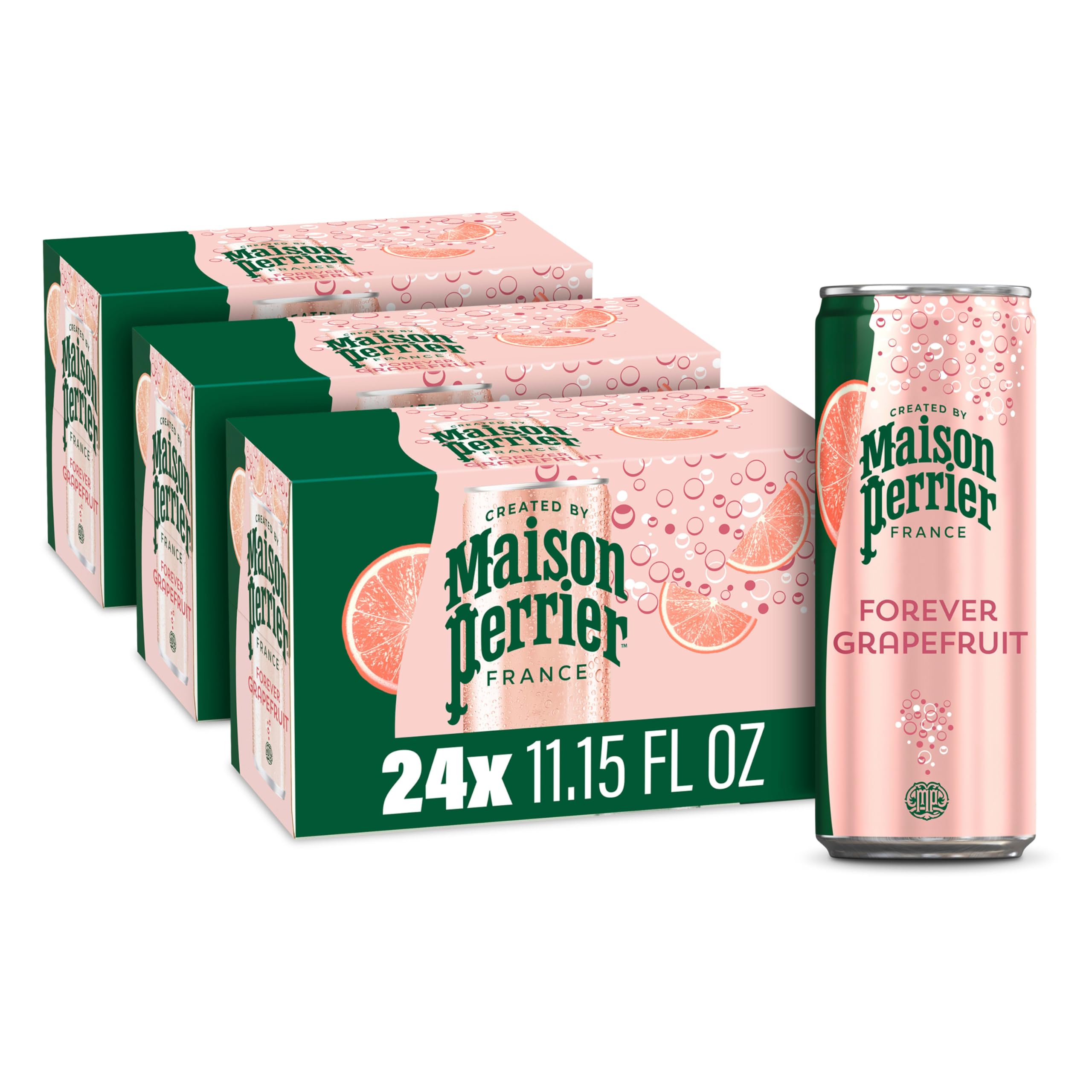 Maison PerrierForever Grapefruit Flavored Sparkling Water, 11.15 Fl Oz Cans, 8 Count, 3 Pack