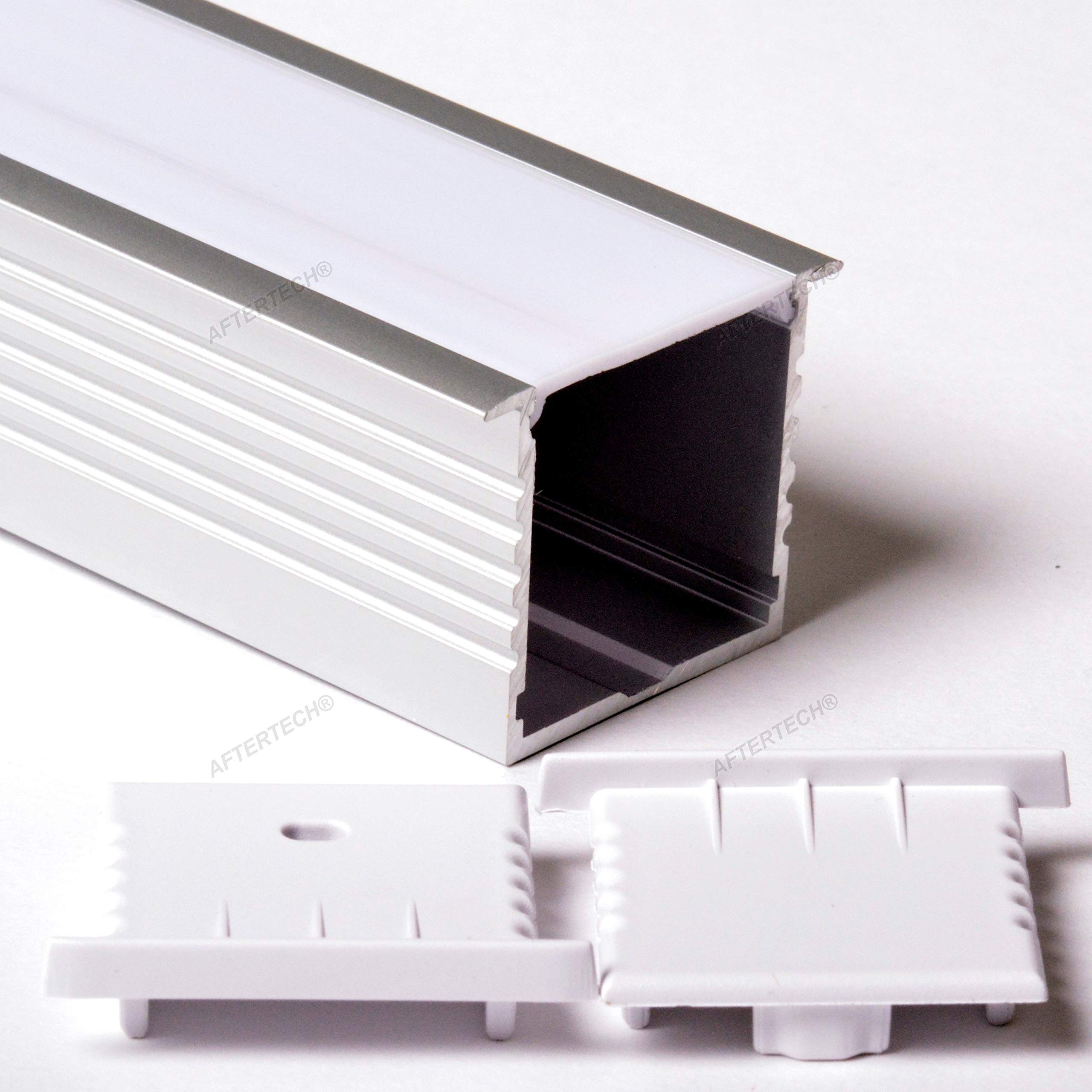 Aftertech® 3m 3 metros 4335 43x35mm GRAN PERFIL EMPOTRADO GRAN TIRA DE ALUMINIO TIRA LED 3MT + TAPA BLANCA