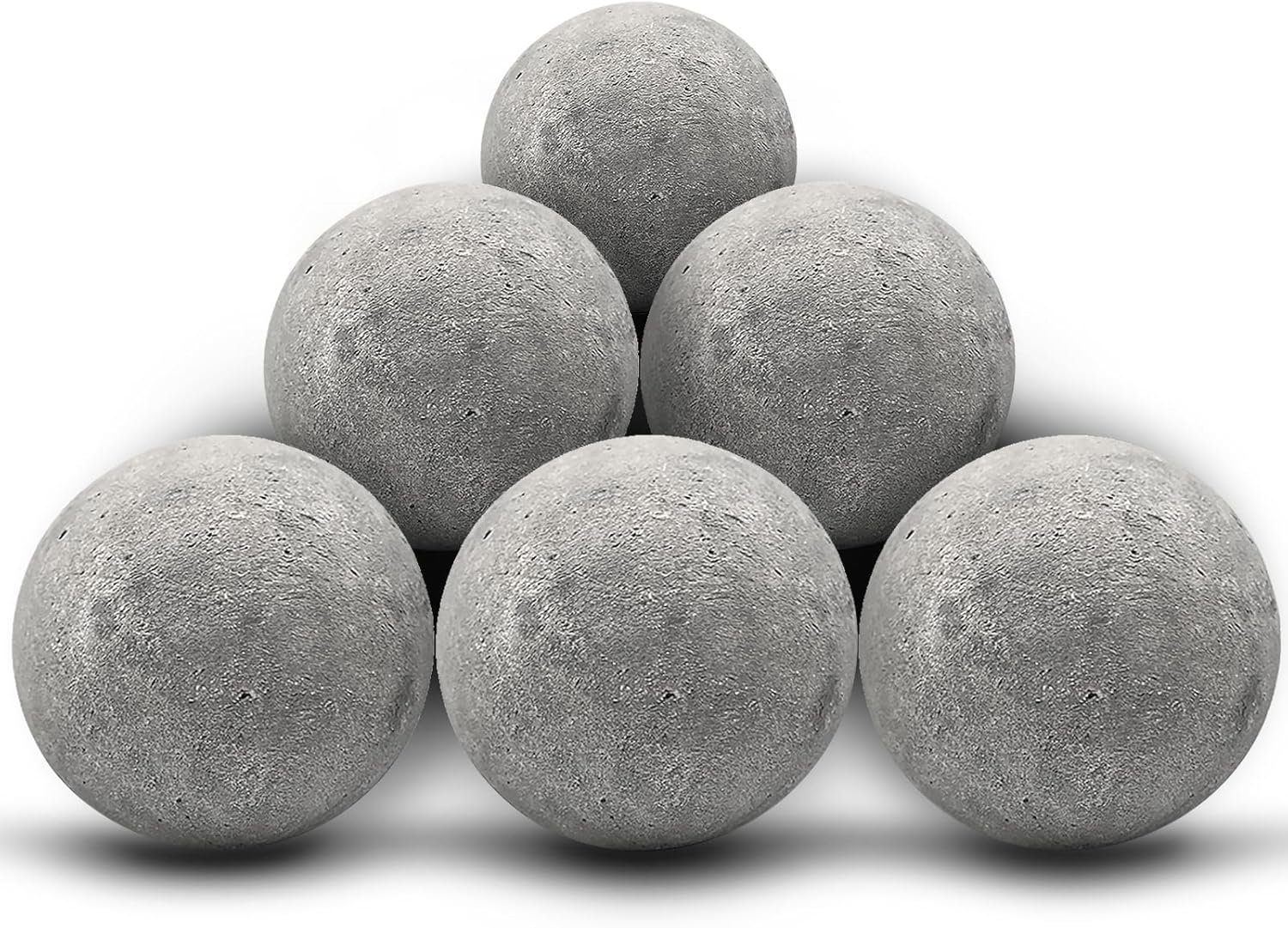 Zhenx Ceramic Fire Balls, 5 Inch, Set of 6 Round Fire Stones, for Indoor and Outdoor Fire Pits, Fire Bowls and Fireplaces, Grey