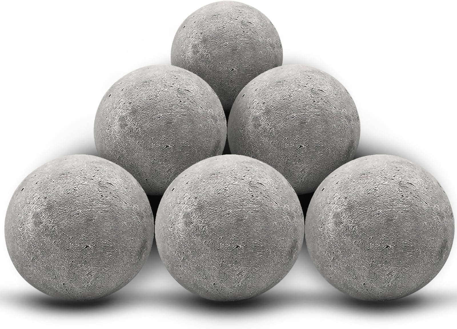 Zhenx Ceramic Fire Balls, 5 Inch, Set of 6 Round Fire Stones, for Indoor and Outdoor Fire Pits, Fire Bowls and Fireplaces, Grey