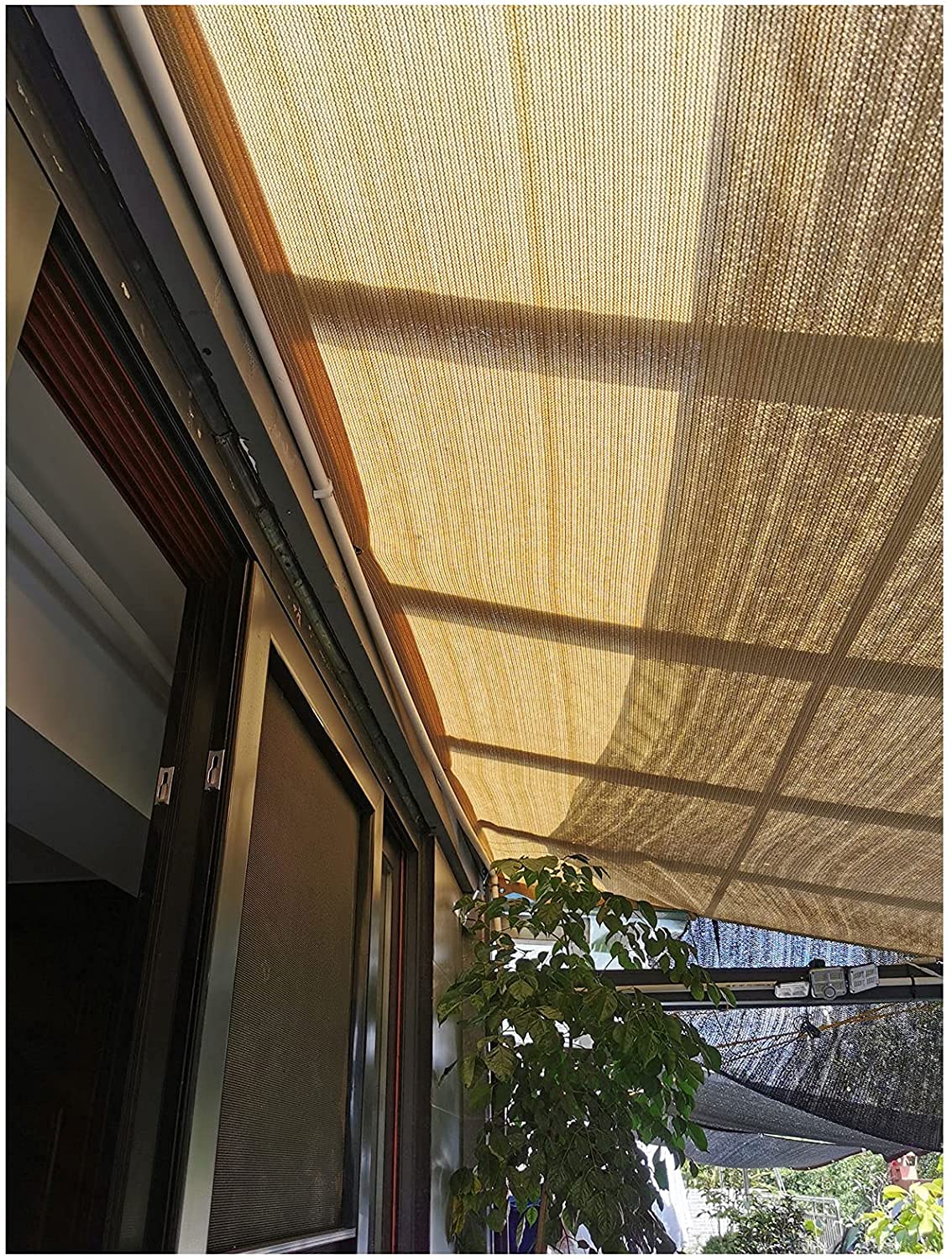 Voile d'ombrage rectangulaire 2x2m couleur sable avec tissu respirant anti-UV
