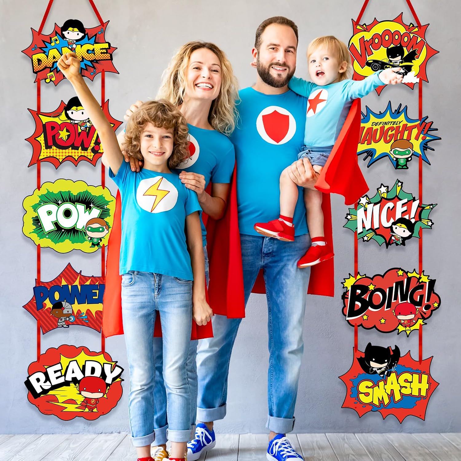 Superhero Party Decorations - Large Fun Hero Action Sign Cardboard Cutouts Porch Sign Banner Wall Door Decor for Kids Birthday Party, Baby Shower, Hero-Themed Events, Back to School Classroom Decor