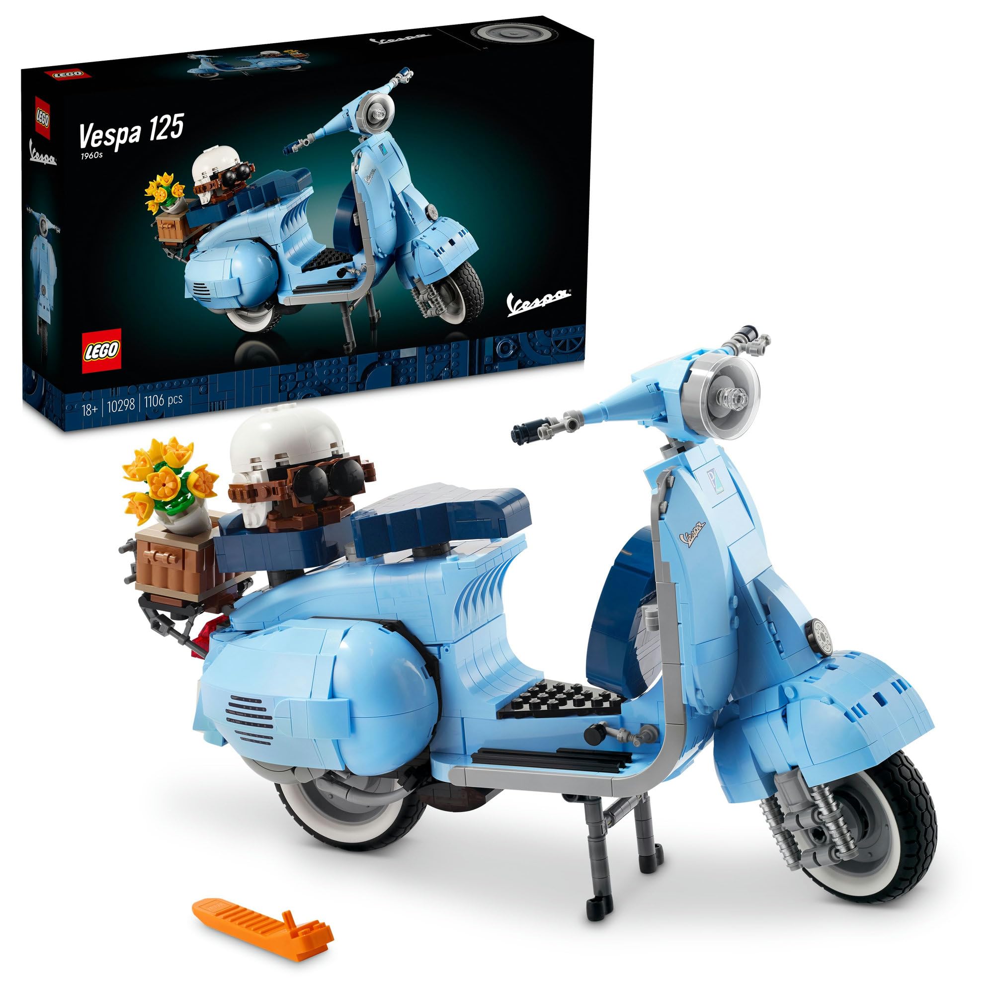 Icons Vespa 125 10298 Building Kit; Build a Detailed Displayable Model of a Vintage Italian Icon Building Blocks