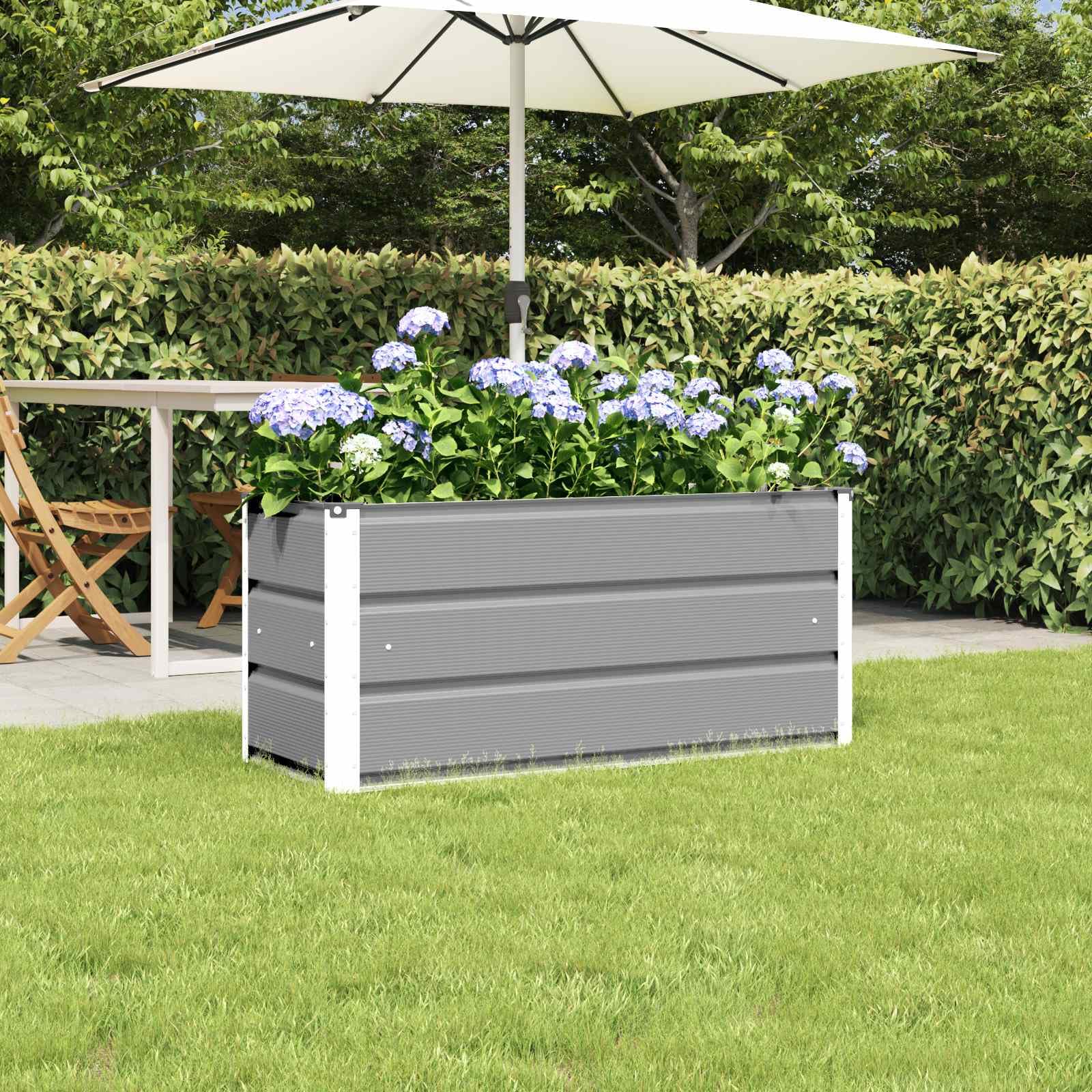 IKAYAA Metal Raised Beds Galvanised Raised Bed for Garden Raised Planters Outdoor Large for Growing Flowers,Herbs and Vegetables-Light grey-100 x 40 x 45 cm