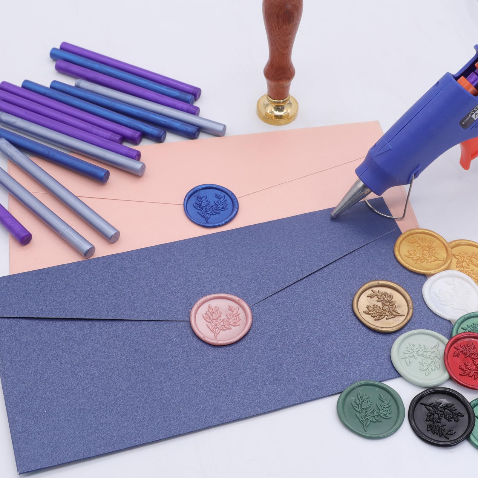 Bastoncini di ceralacca blu polveroso, 20 pezzi, per pistola per colla a ceralacca, di alta qualità, per buste, lettere, matrimoni, invazioni, artigianato, ottima idea regalo (formato