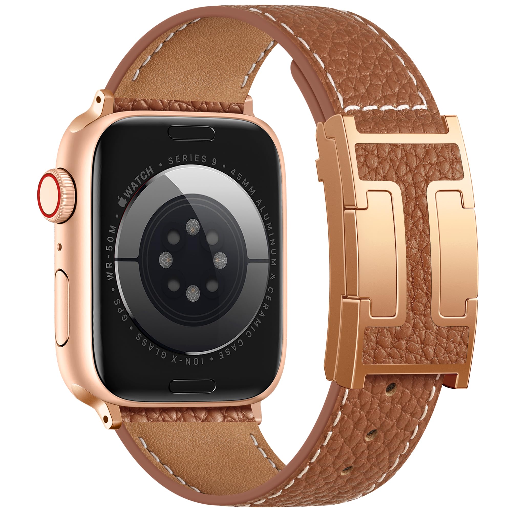 Photo 1 of Adorve Leather Magnetic Watch Band for Apple Watch Bands Women 38mm 40mm 41mm 42mm 44mm 45mm 46mm 49mm, Top Grain Leather Strap with H Magnetic Clasp, iWatch Band for Series 11/10/SE/9/8/7/6/5/4/3/2/1
