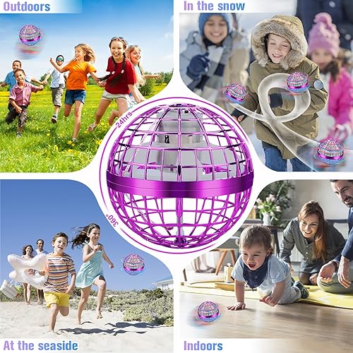 Miniatura 7 de Juguetes de bola voladora, bola de orbe volador, bola giratoria galáctica, bola de orbe flotante, juguete mágico volador con LED, juguetes geniales