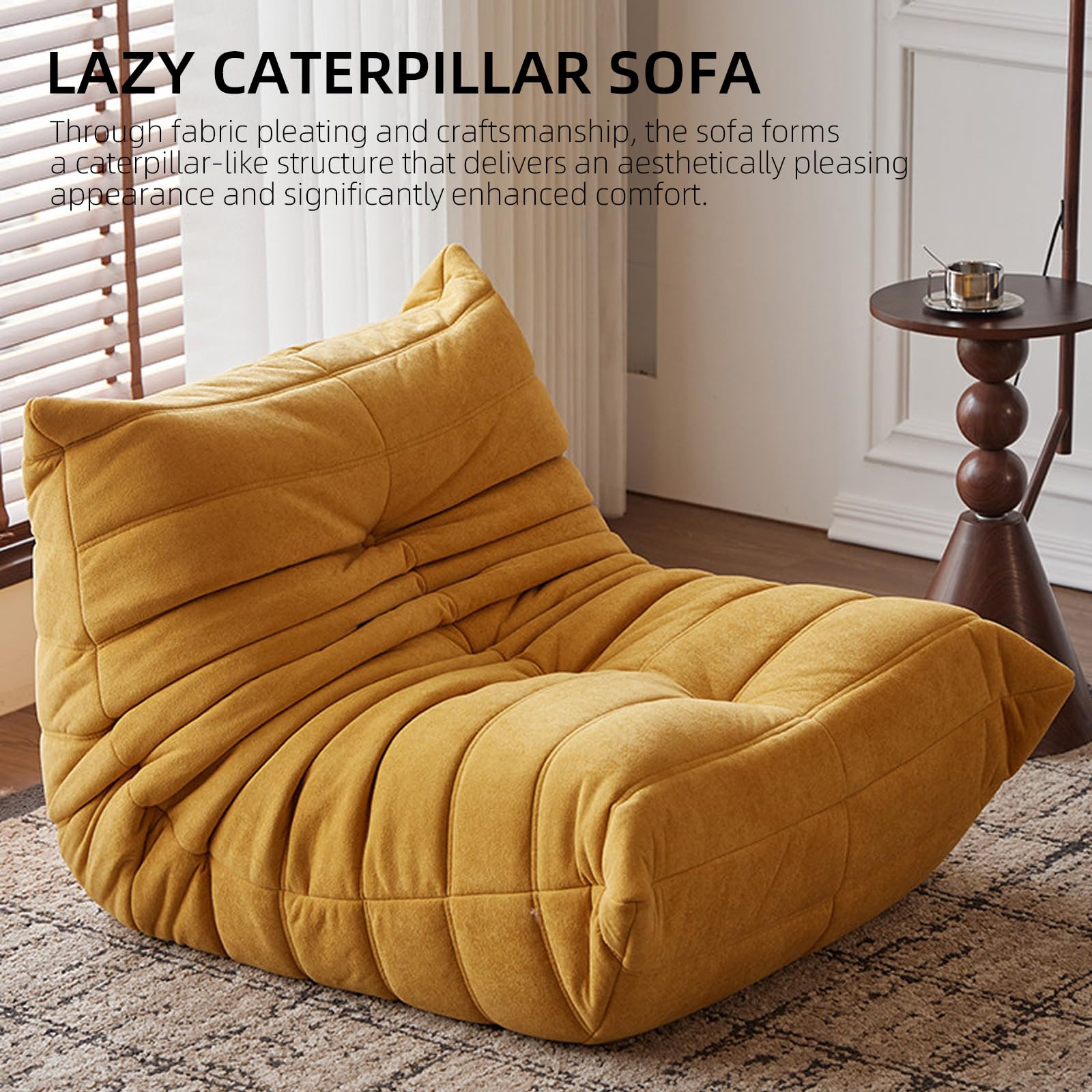 Sillón puff reclinable de felpa con relleno de espuma de alta resistencia, sofá de suelo perezoso para sala de estar, dormitorio, oficina, juegos